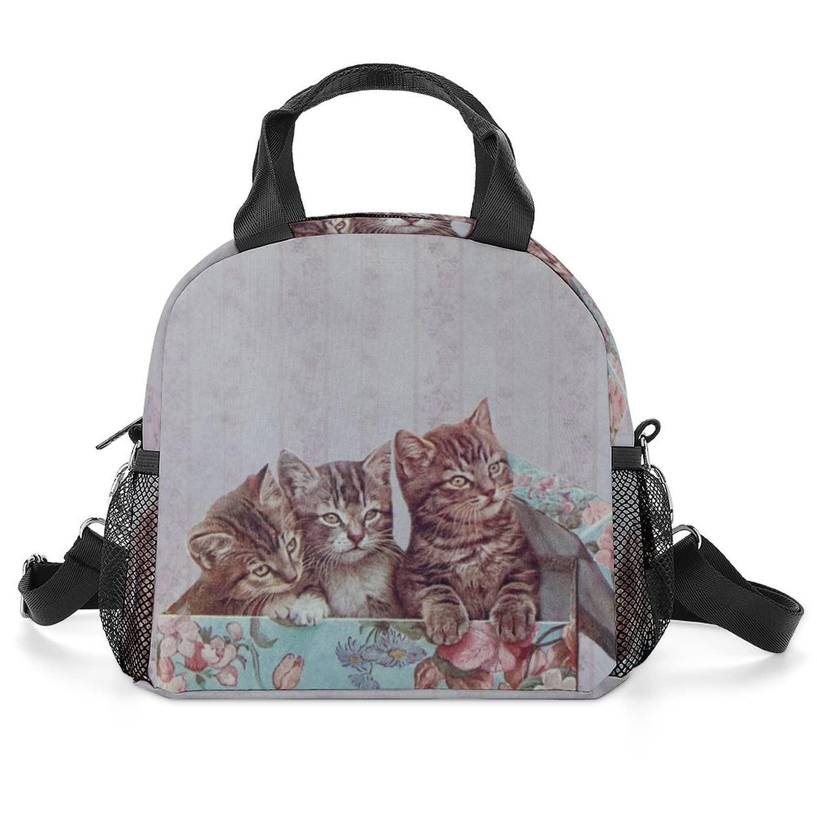 Eco-Friendly Insulated Lunch Bags for Work, School & Picnic - Reusable Cooler Tote with Cute Kitten Print | Perfect for Office Meals, Beach Trips & Outdoor Activities