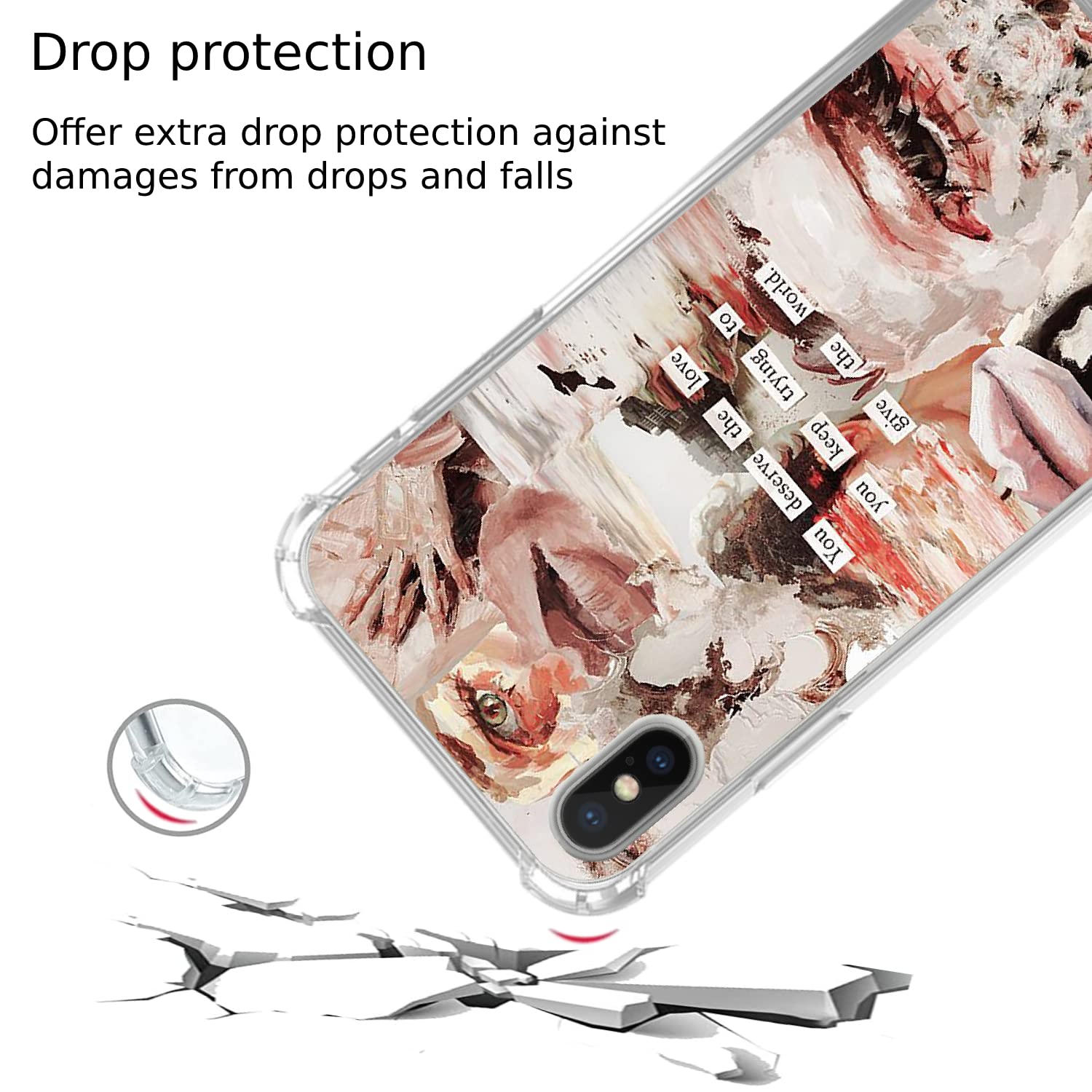 Abstract Art Collage Phone Case for iPhone Xs/X - Trendy Aesthetic TPU Bumper Cover with Unique Design | Perfect for Fashion Lovers & Art Enthusiasts