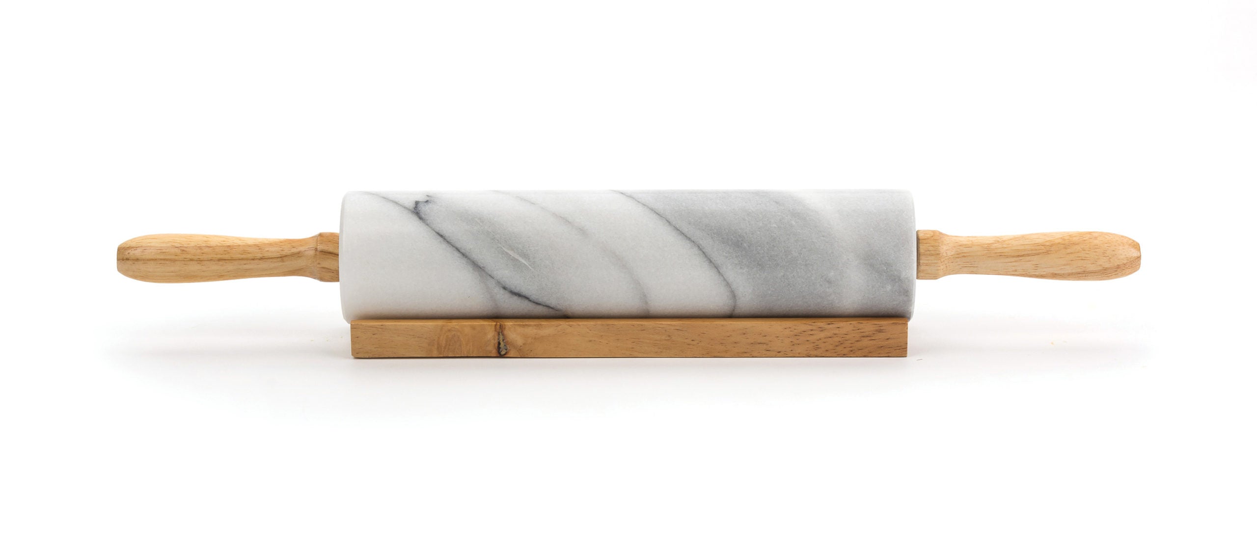Premium White Marble Rolling Pin for Baking - Durable & Non-Stick Pastry Dough Roller - Perfect for Cookies, Pies, and Homemade Pasta Making