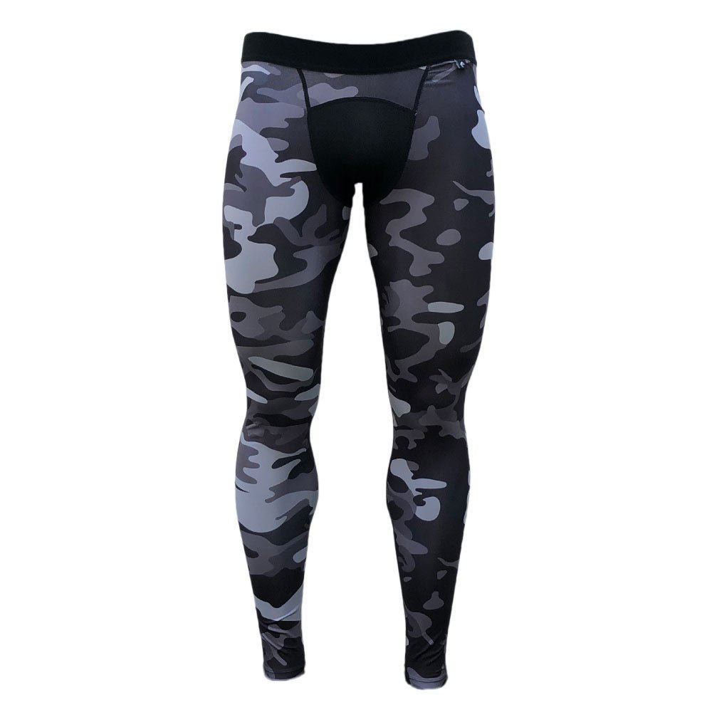 Blackout Camo Compression Tights for Women & Men - High Performance Workout Leggings for Running, Yoga, Gym & Training