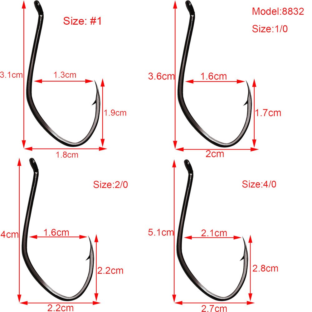 100pcs Catfish Hooks - High Carbon Steel Fishing Hooks for Saltwater & Big River
