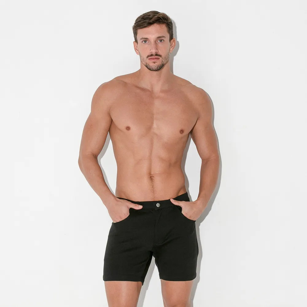 Code 22 Slim Fit 5-Pocket Stretch Shorts for Men - Comfortable & Stylish Casual Wear (Black) | Perfect for Gym, Running, Travel & Everyday Use