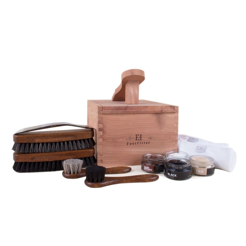 Premium Shoe Shine Kit with Cedar Wood Box - Leather Shoe Polish Cream & Care Tools Set for Men & Women | Perfect for Office, Formal Events & Shoe Maintenance