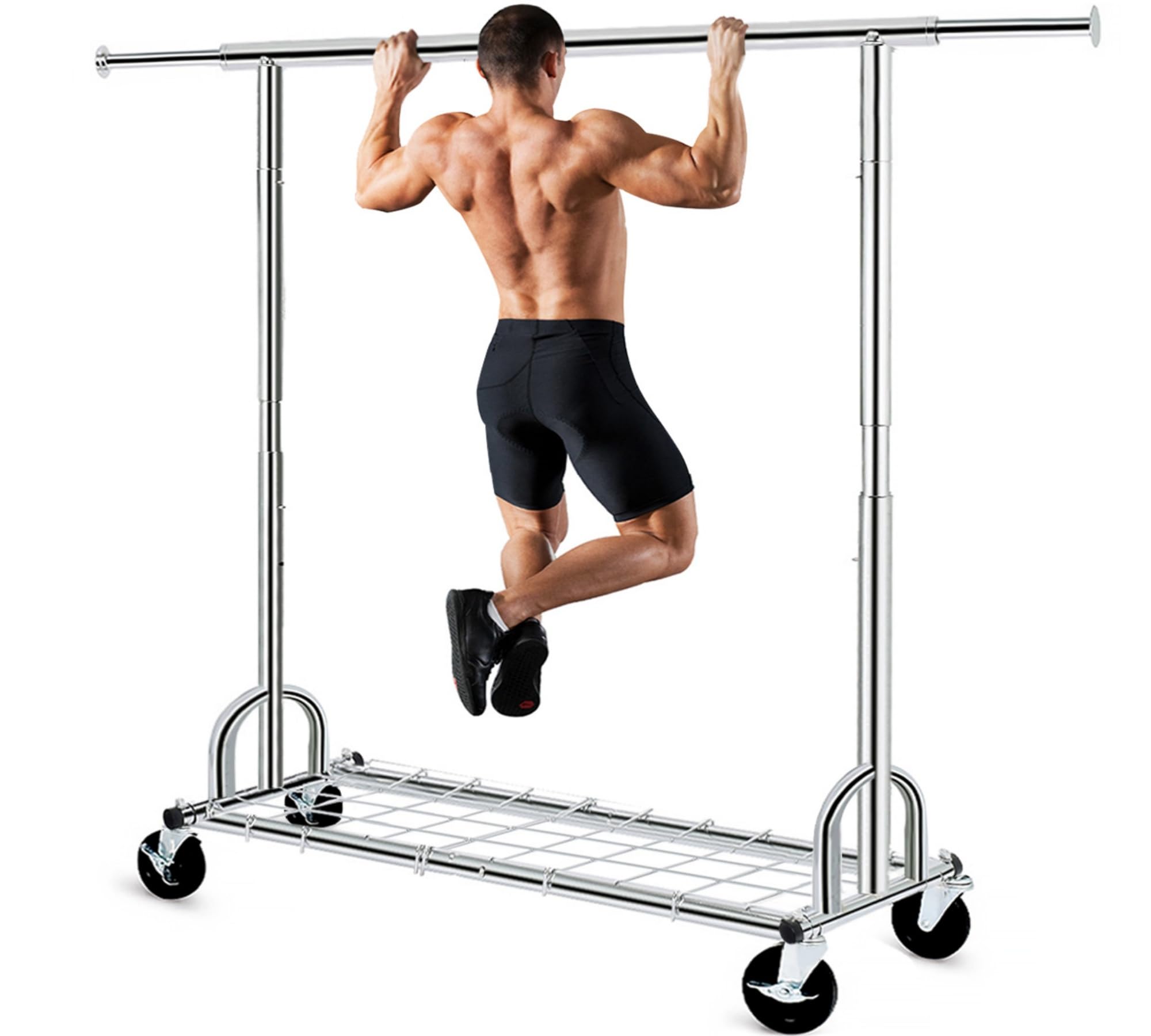 HOKEEPER Heavy Duty Rolling Garment Rack - 525LBS Capacity, Collapsible Commercial Clothing Rack with Wheels for Hanging Clothes | Perfect for Retail Stores, Boutiques, Closets & Laundry Rooms