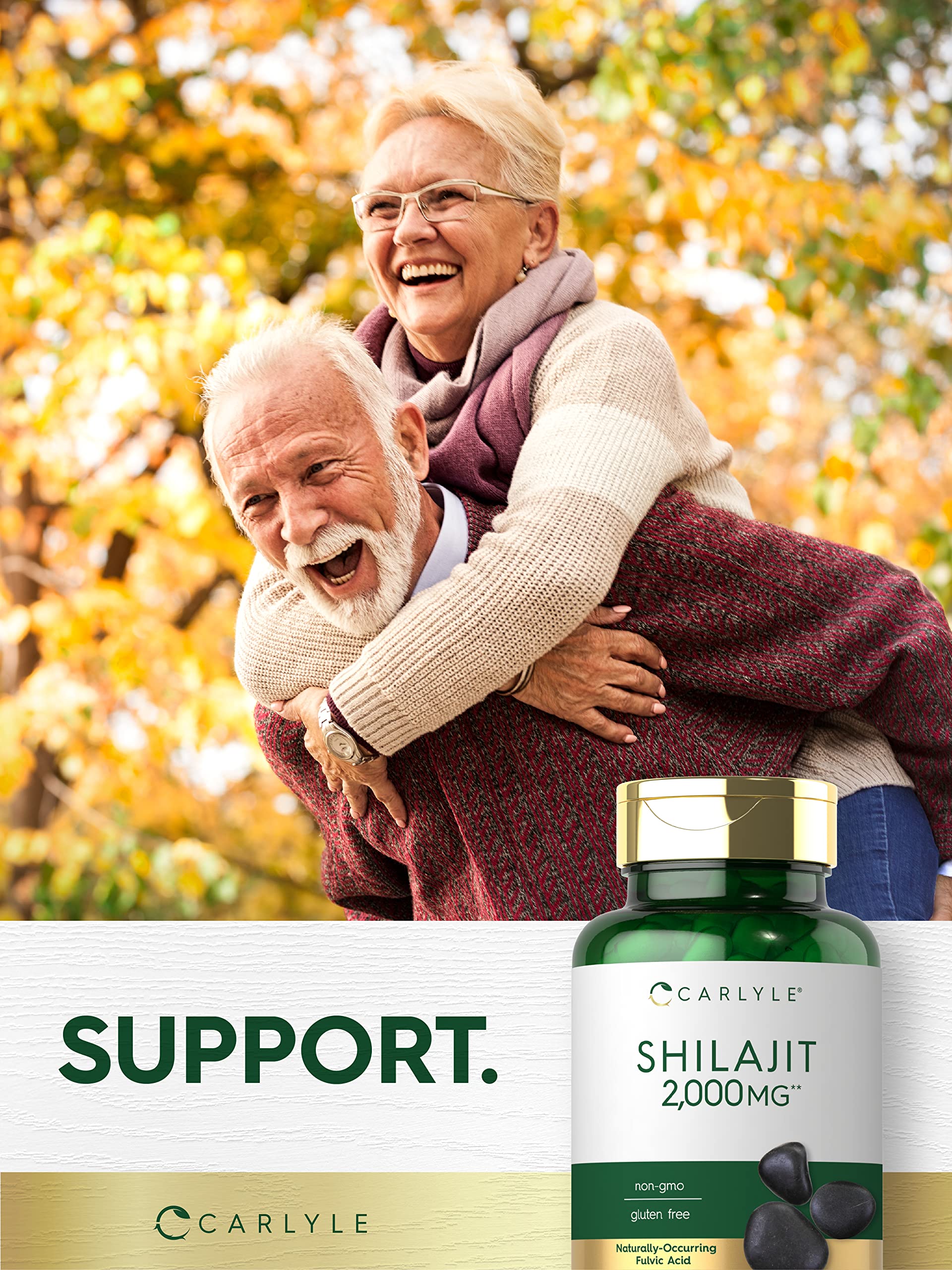 Carlyle Shilajit Capsules 2000mg - 90 Count | Natural Energy & Immune Support Supplement | Non-GMO, Gluten Free | Boost Stamina & Vitality for Workouts & Daily Life