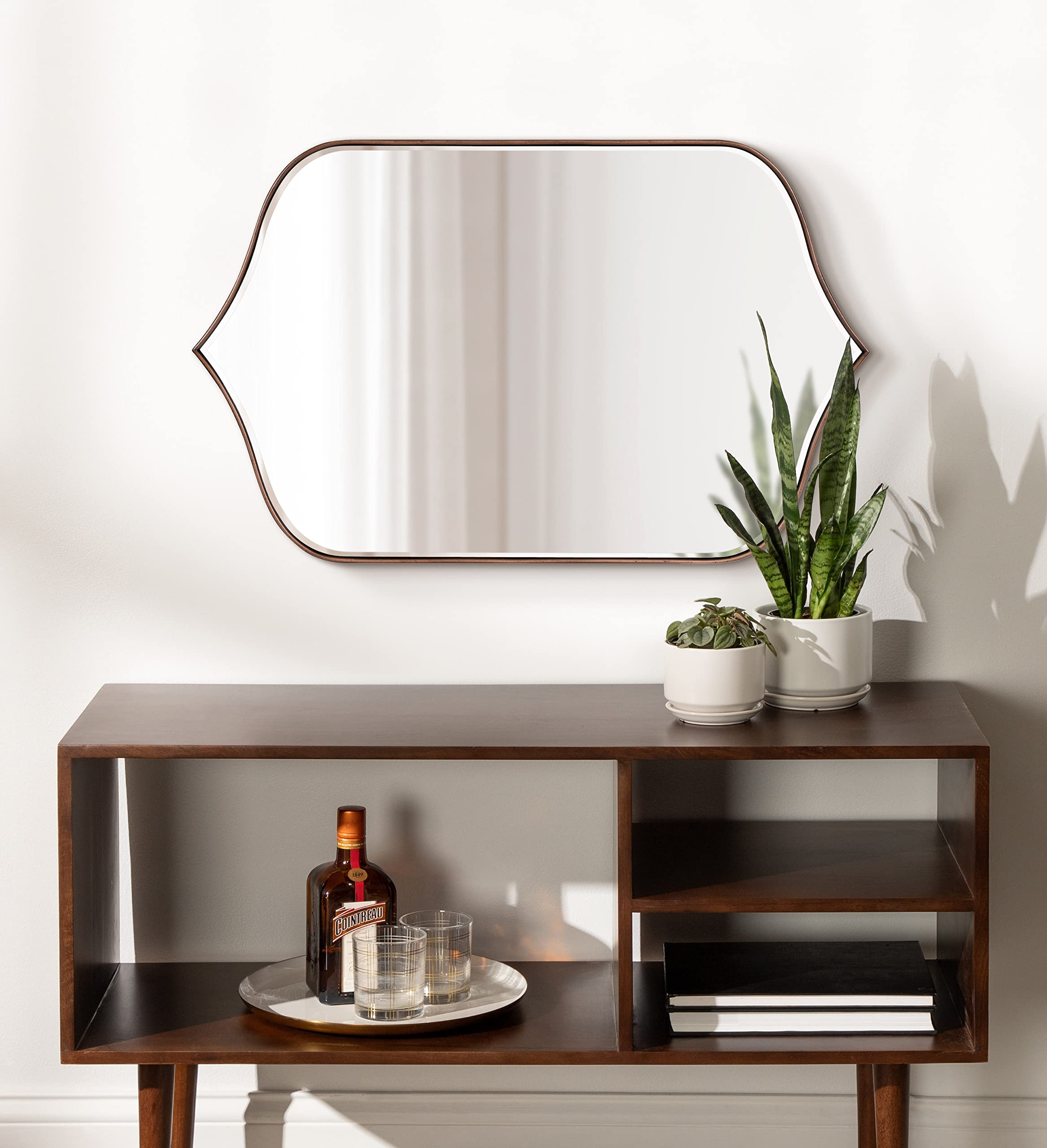 Kate & Laurel Tyla Modern Wall Mirror - 20x32 Inches Bronze Mid-Century Peaked Mirror for Living Room, Bedroom & Entryway Decor