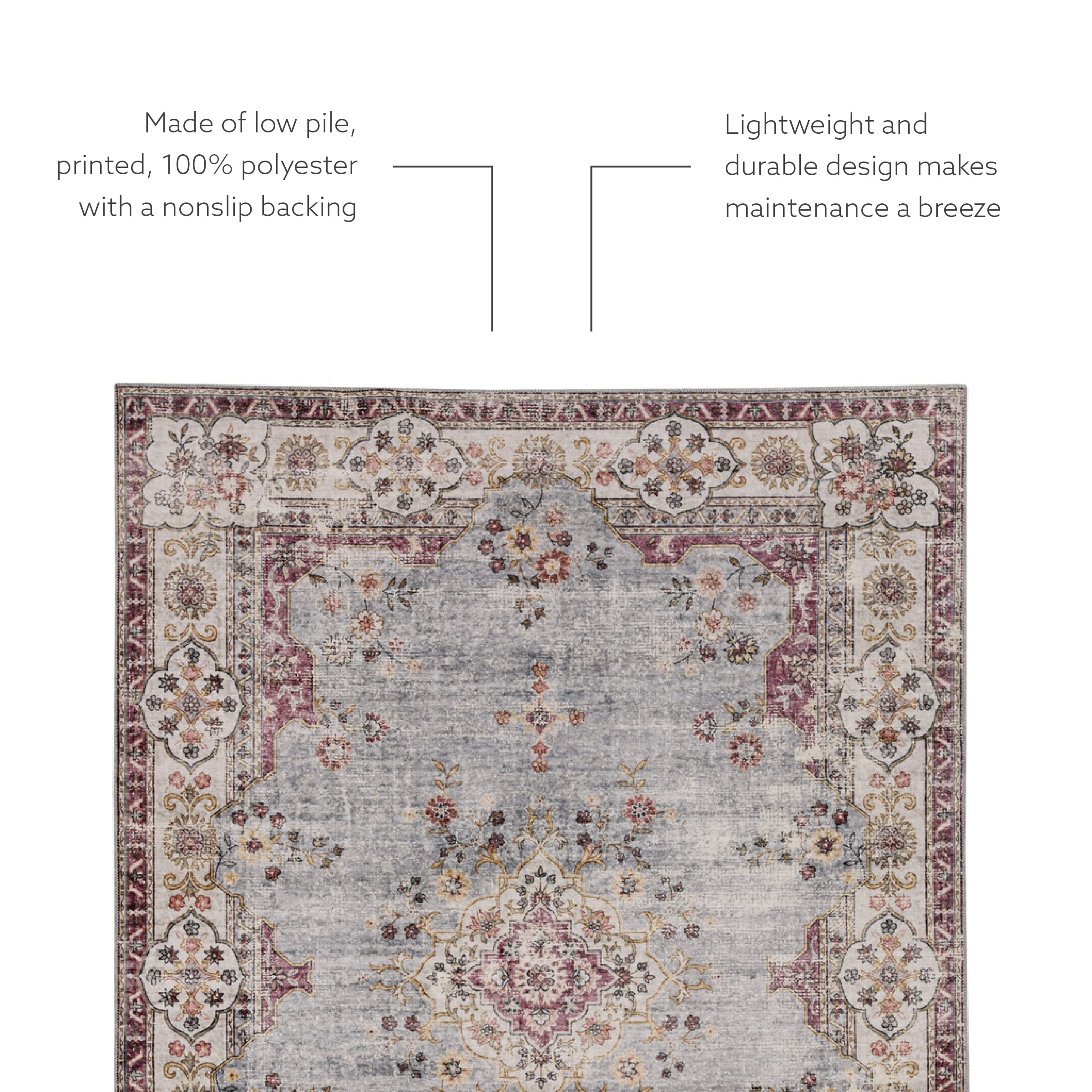 Linon The Anywhere Washable Rug - Barton Pale Blue/Ivory 2' X 8' Runner Rug - Machine Washable Non-Slip Carpet for Hallway, Kitchen, Entryway, Bedroom & Dorm Decor
