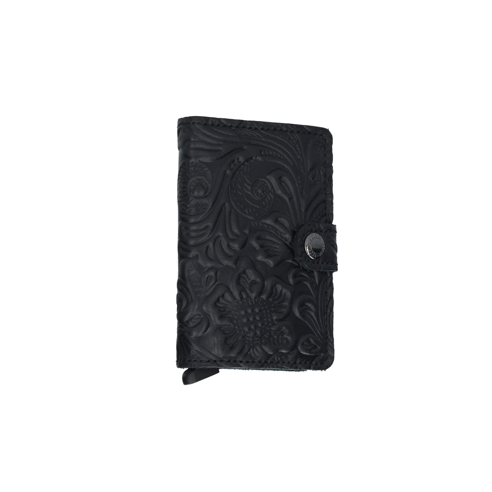 Secrid Miniwallet Black Ornament Wallet SC6332 - Slim RFID Blocking Leather Card Holder for Men & Women - Perfect for Travel, Business & Everyday Use