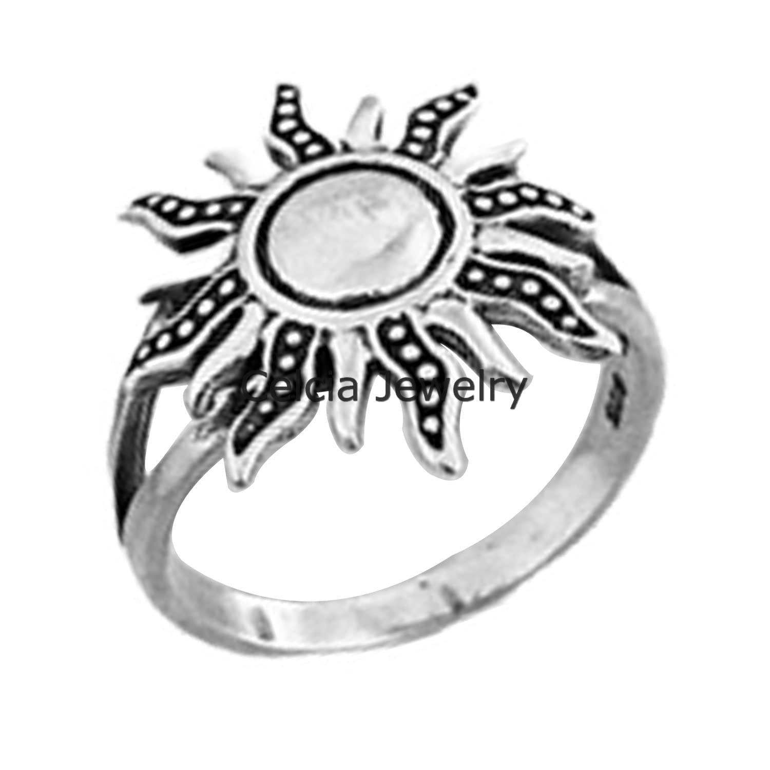 925 Sterling Silver Blazing Sun Ring for Women - Celestial Sky Jewelry, Minimalist Sunshine Ring - Perfect Mother's Day Gift, Birthday Present for Her - Size 7 - Ideal for Daily Wear, Special Occasions & Gift Giving