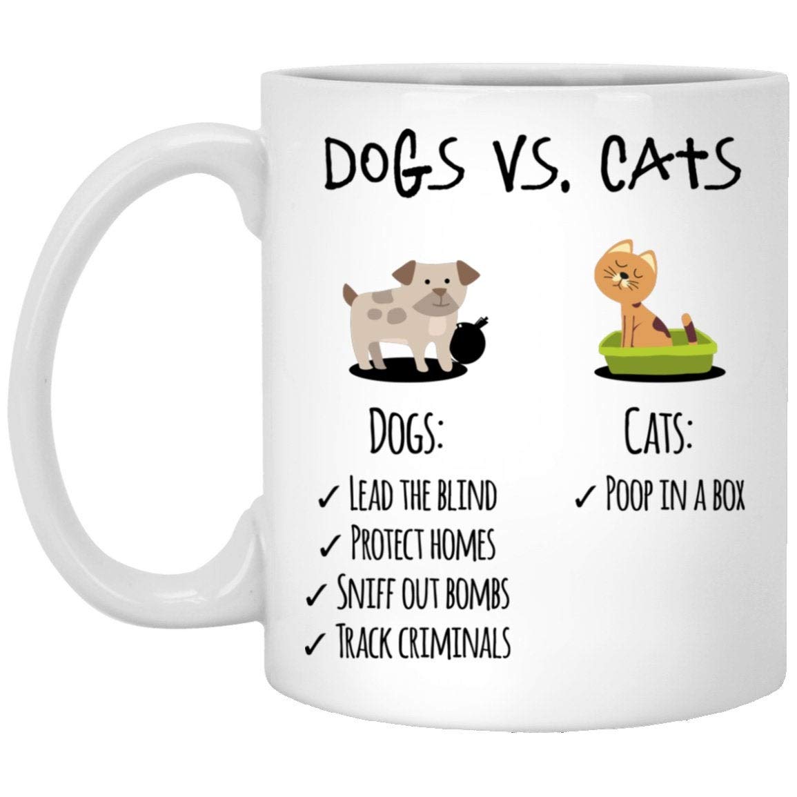 Funny Dog vs Cat Mug - Gift for Pet Lovers - Coffee & Tea Use