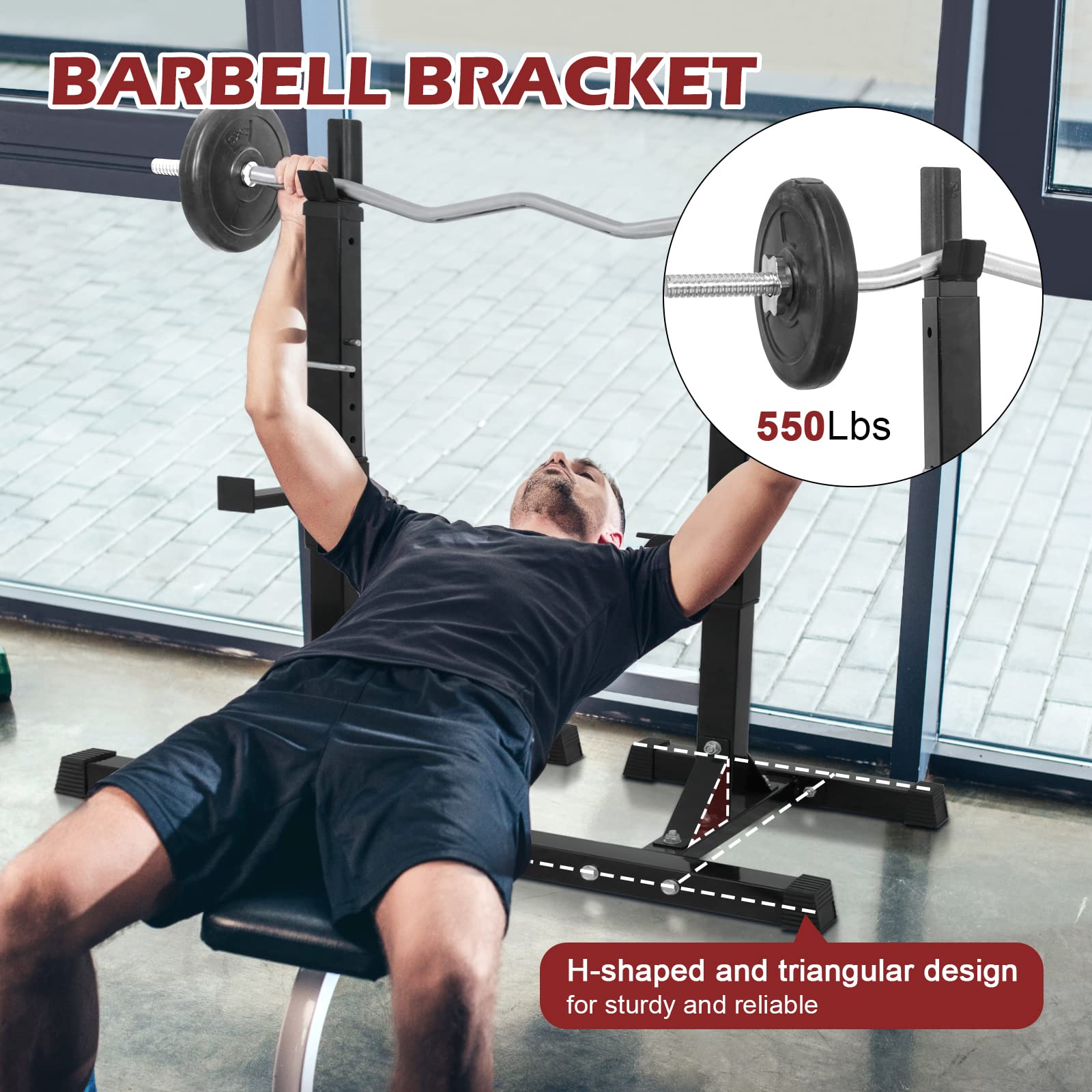 Smartxchoices Adjustable Squat Rack & Bench Press Stand - 40