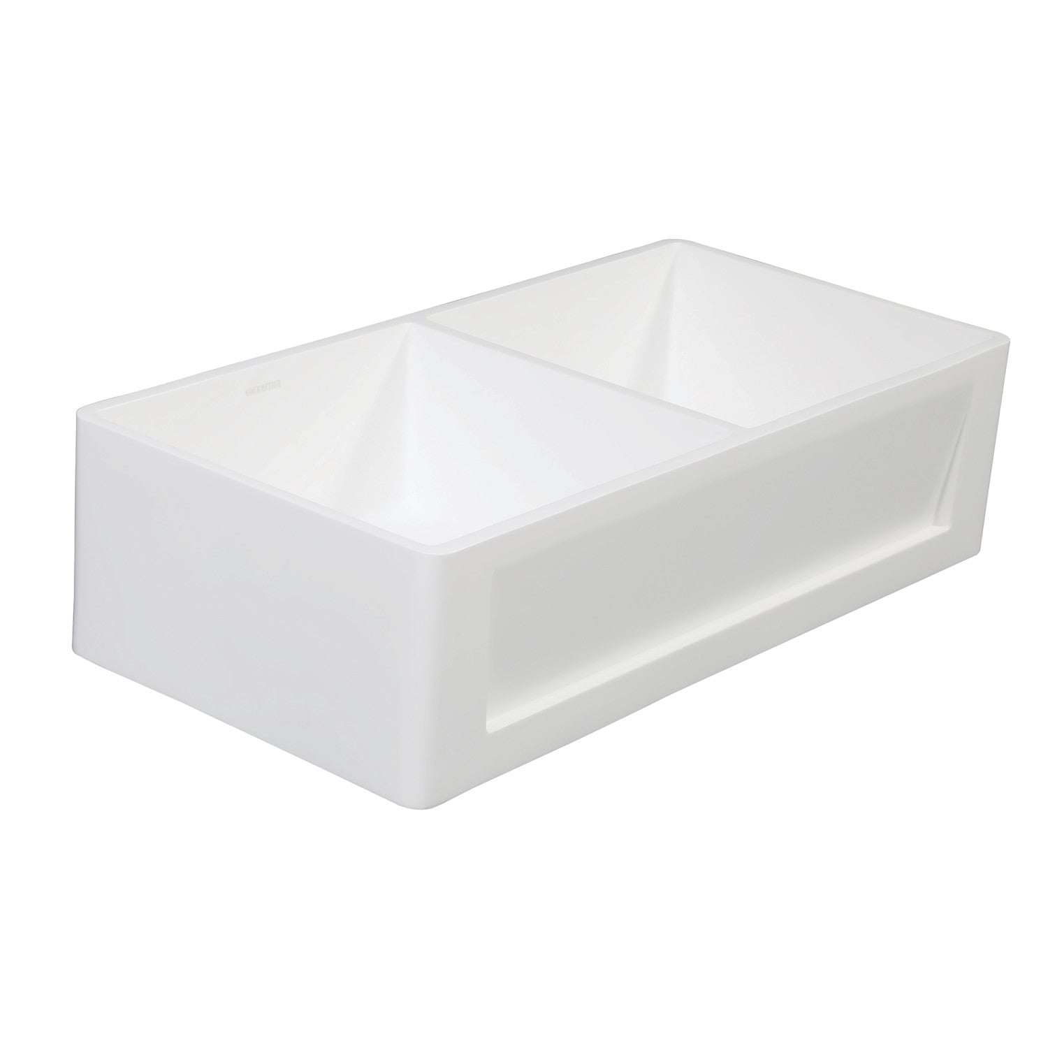 Arcticstone 36 Inch White Farmhouse Kitchen Sink - Double Bowl Apron Front Solid Surface Sink with 2 Strainers, Matte Finish - Perfect for Modern Farmhouse & Rustic Kitchen Designs