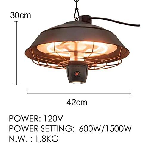 Electric Patio Heater with LED Light - Outdoor Ceiling Heater for Courtyard, Garage & Balcony - Energy Efficient Black Space Heater - Perfect for Christmas Gifts & Year-Round Outdoor Comfort