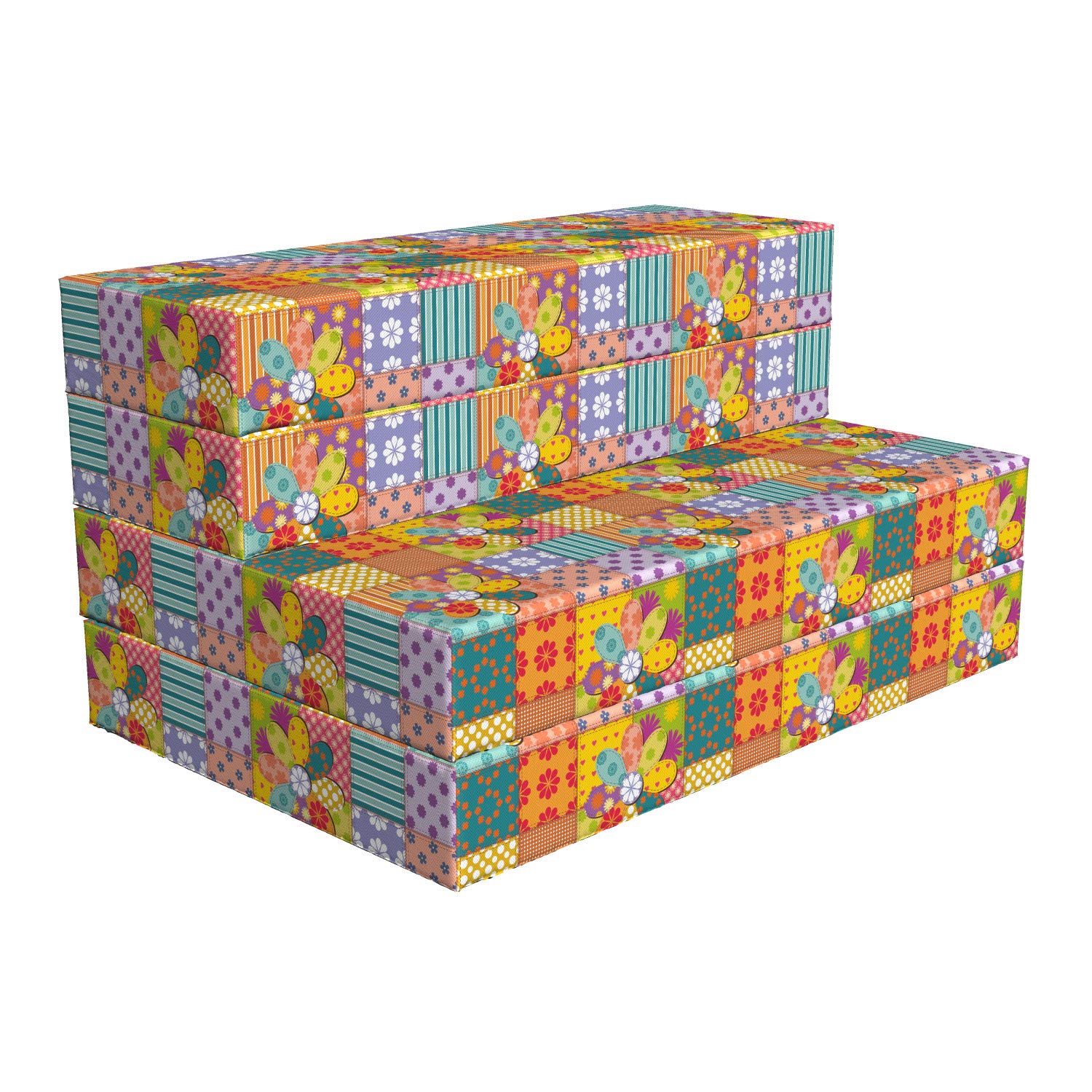 Ambesonne Colorful Foldable Mattress with Flower Polka Dots Design, 74.8