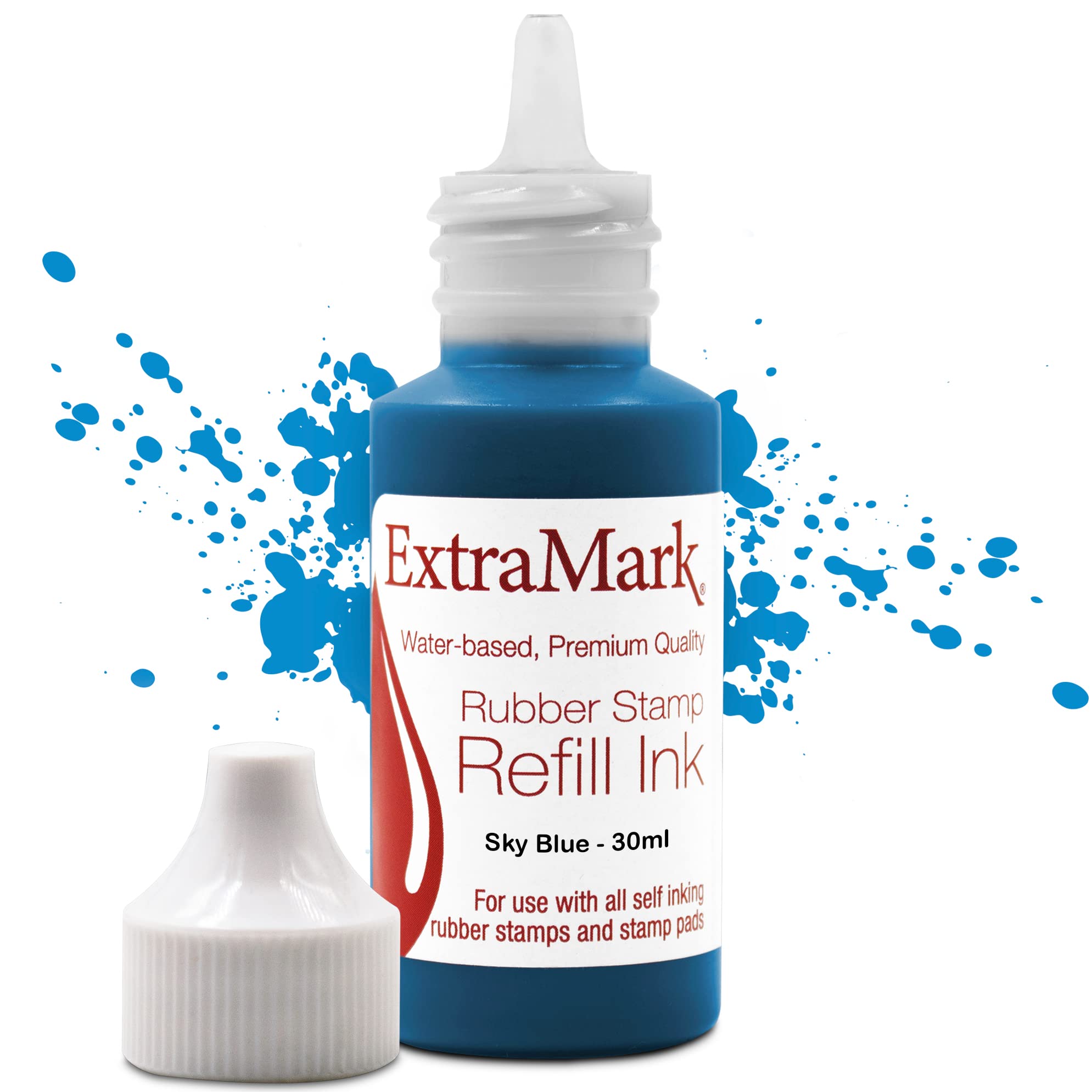 Premium Self-Inking Stamp Refill Ink - 30ml Sky Blue Ink for Stamps & Stamp Pads | Perfect for Office, Crafting & Document Signing