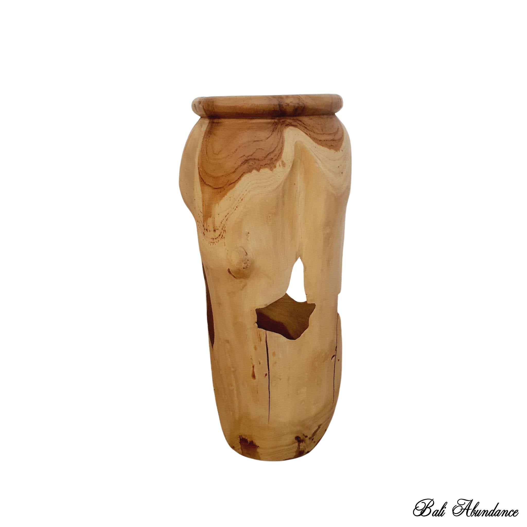 Premium Teak Wood Planter Pot - 4 Inch Small Indoor/Outdoor Flower Pot for Succulents, Herbs & Houseplants | Perfect for Home, Garden, Office & Patio Decor