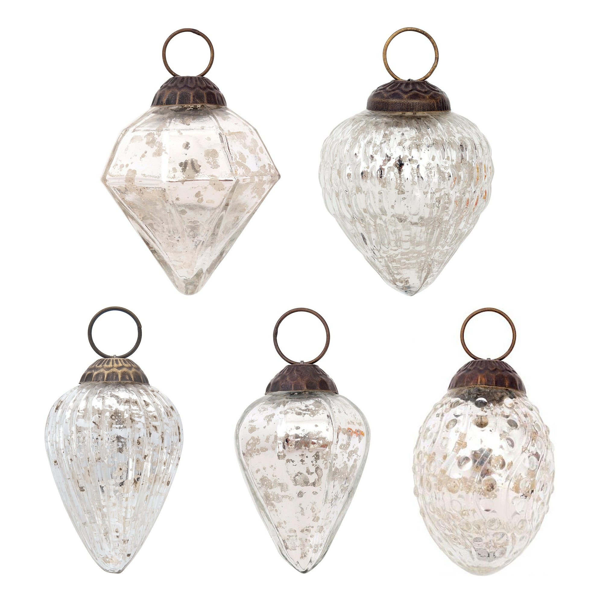 5-Pack Silver Vintage Glam Christmas Ornaments Set - Elegant Holiday Decor for Tree, Home, and Party | Perfect Gift for Special Occasions & Festive Celebrations