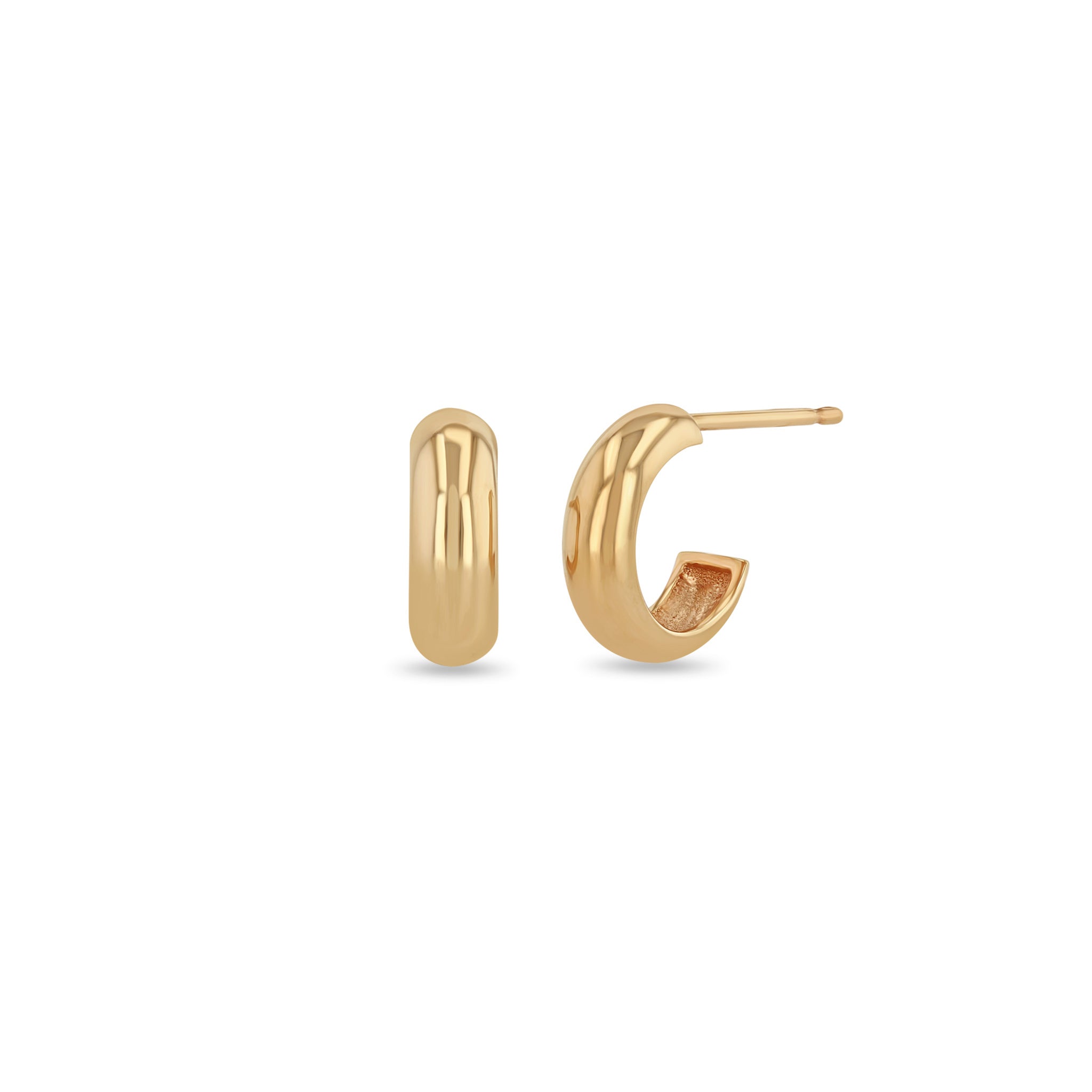 14K Gold Chubby Huggie Hoop Earrings for Women - Minimalist Everyday Studs for Work, Date Night & Gifting