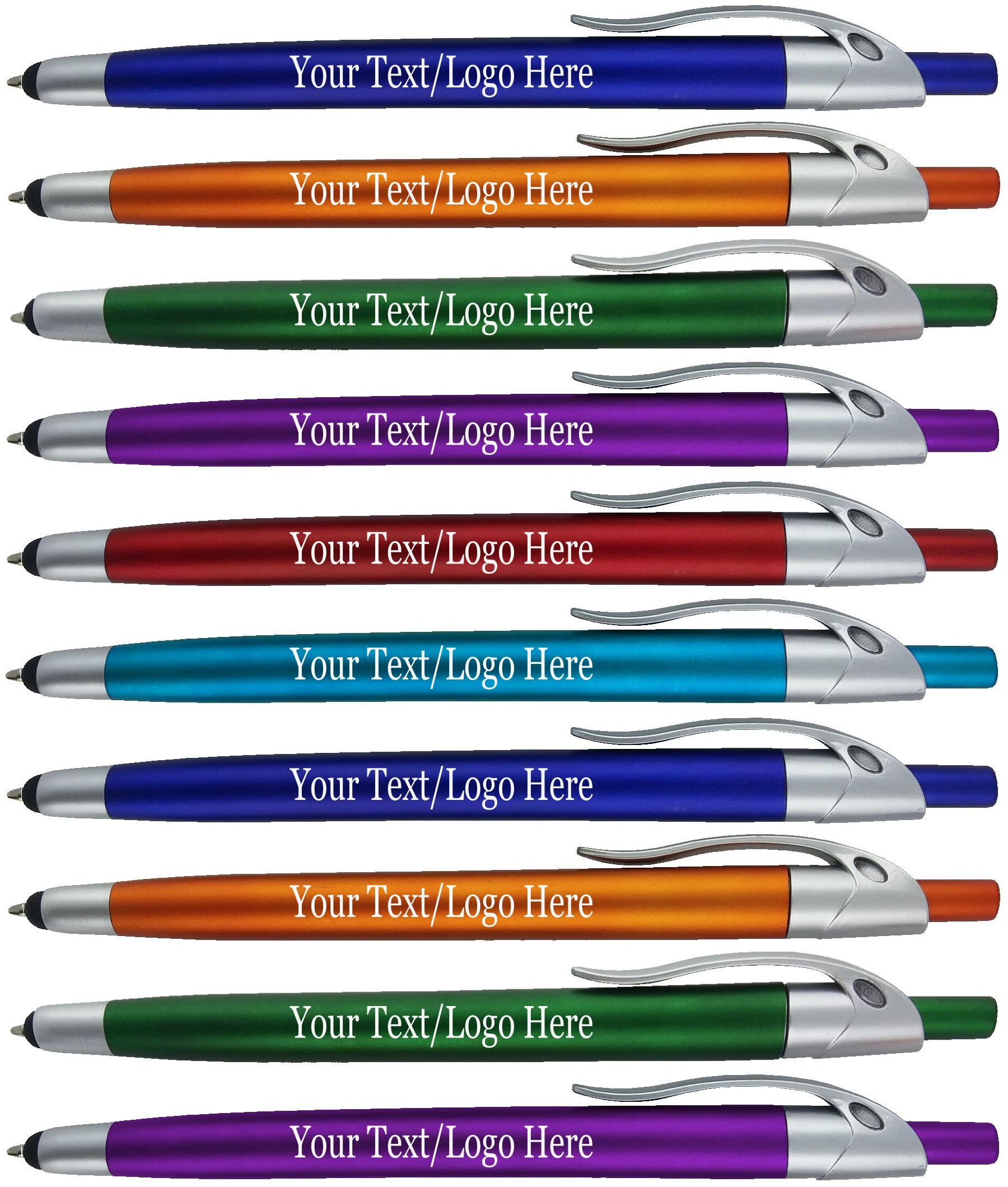 Custom Logo Pens Bulk 300 Pack - 2-in-1 Stylus & Ballpoint Pen for Touchscreens - Black Ink Promotional Pens for Business Marketing, Corporate Events & Party Favors - Perfect for Trade Shows, Conferences & Branded Giveaways