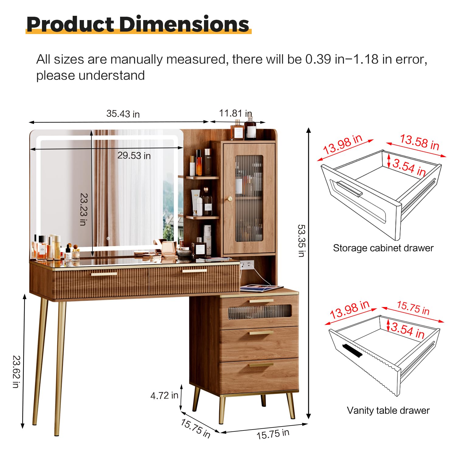 Modern Vanity Desk with 29.53