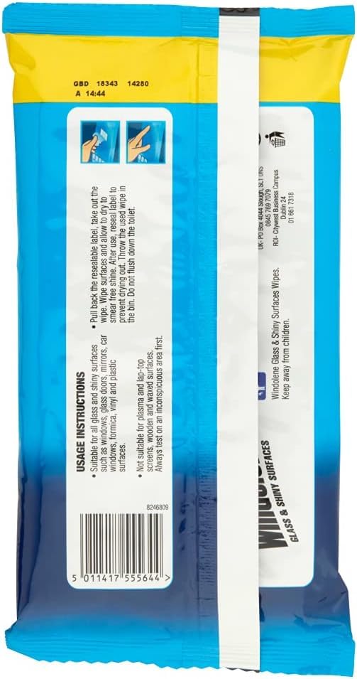 **Windolene Glass & Shiny Surface Cleaning Wipes - Pack of 3 | Streak-Free Window Cleaner for Windows, Mirrors, Cars & More | Perfect for Home, Office & Auto Glass Care**