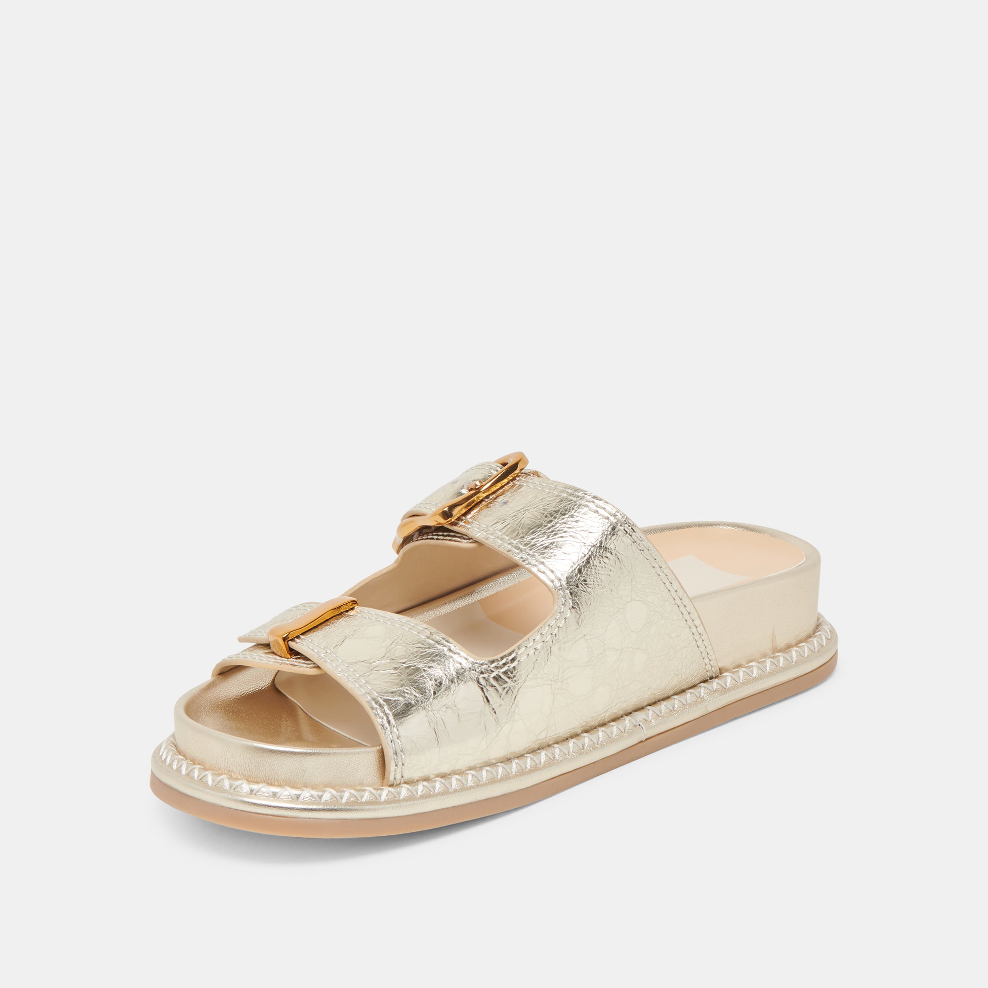 SEVANA Distressed Leather Sandals in Light Gold - Comfortable & Stylish Women's Summer Shoes for Beach, Vacation, and Casual Outings
