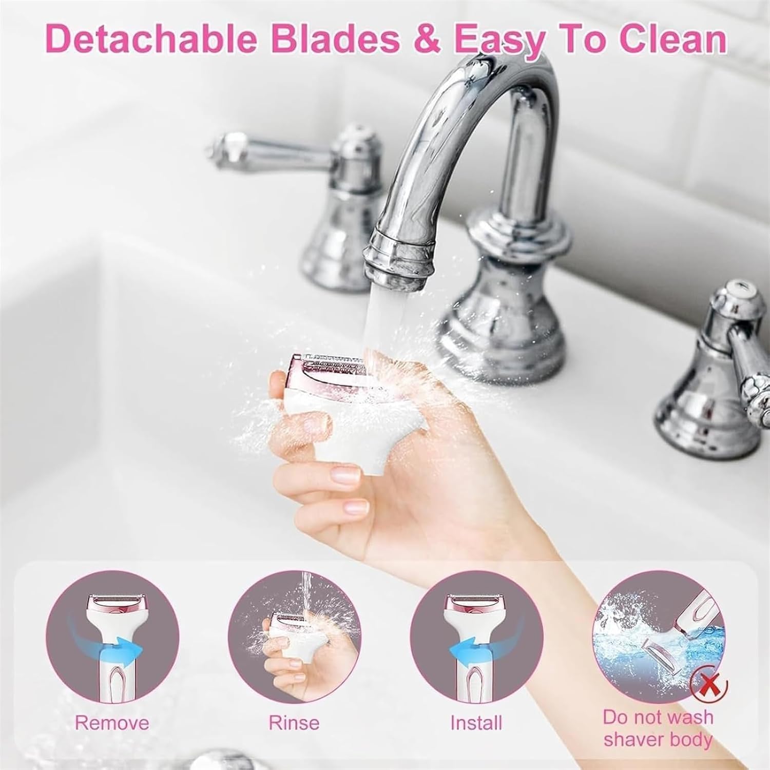 **Taletseten 4-in-1 Rechargeable Waterproof Electric Shaver for Women – Painless Hair Removal for Legs, Underarms & Bikini Area | Smooth & Comfortable Shaving at Home or Travel**