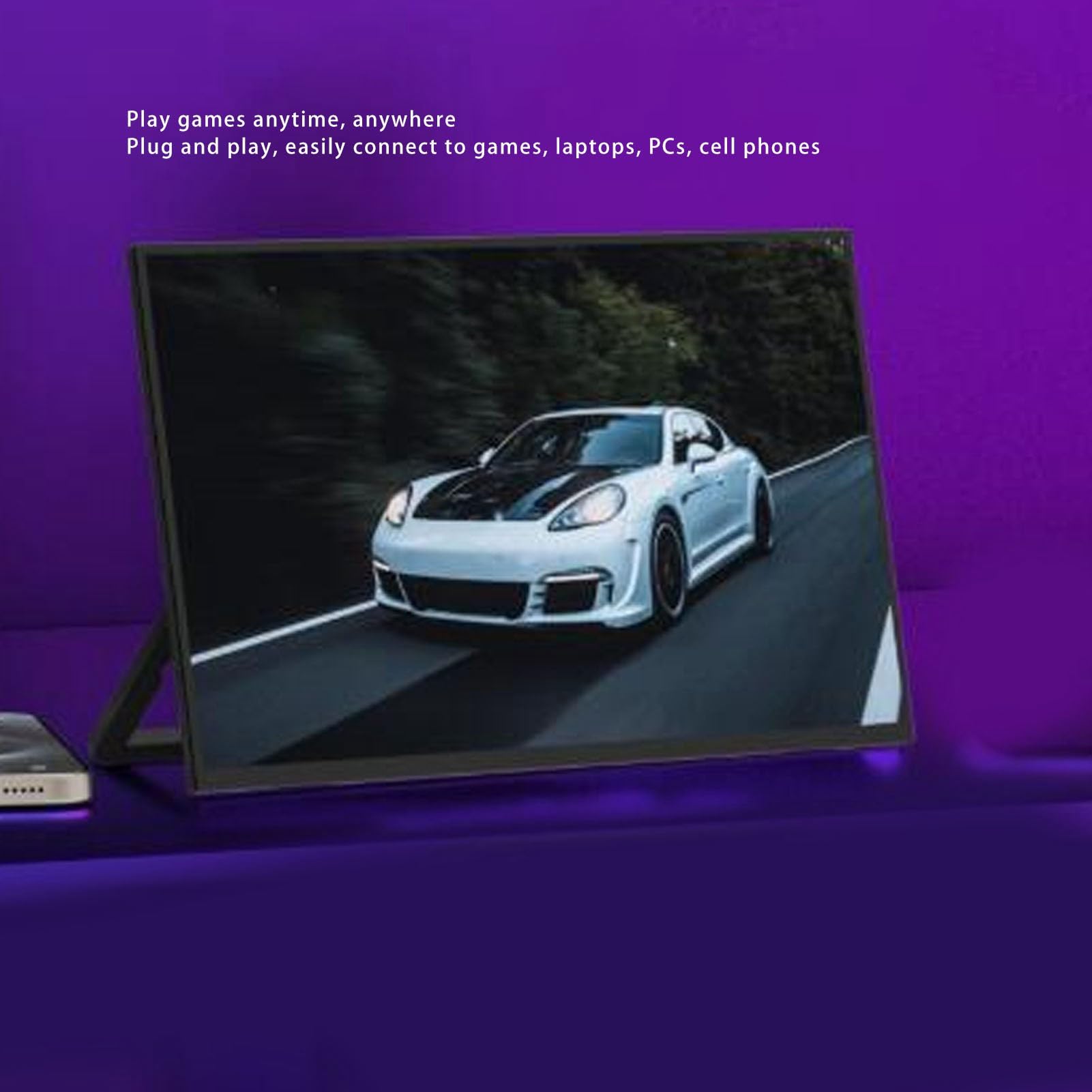15.6 Inch Portable Monitor FHD 1080P IPS Screen with Built-in Speaker, Ultra Slim Travel Gaming Display with Stand, USB C HDMI External Monitor for Laptop, PC, Mac, PS5 - Perfect for Work, Gaming & Travel