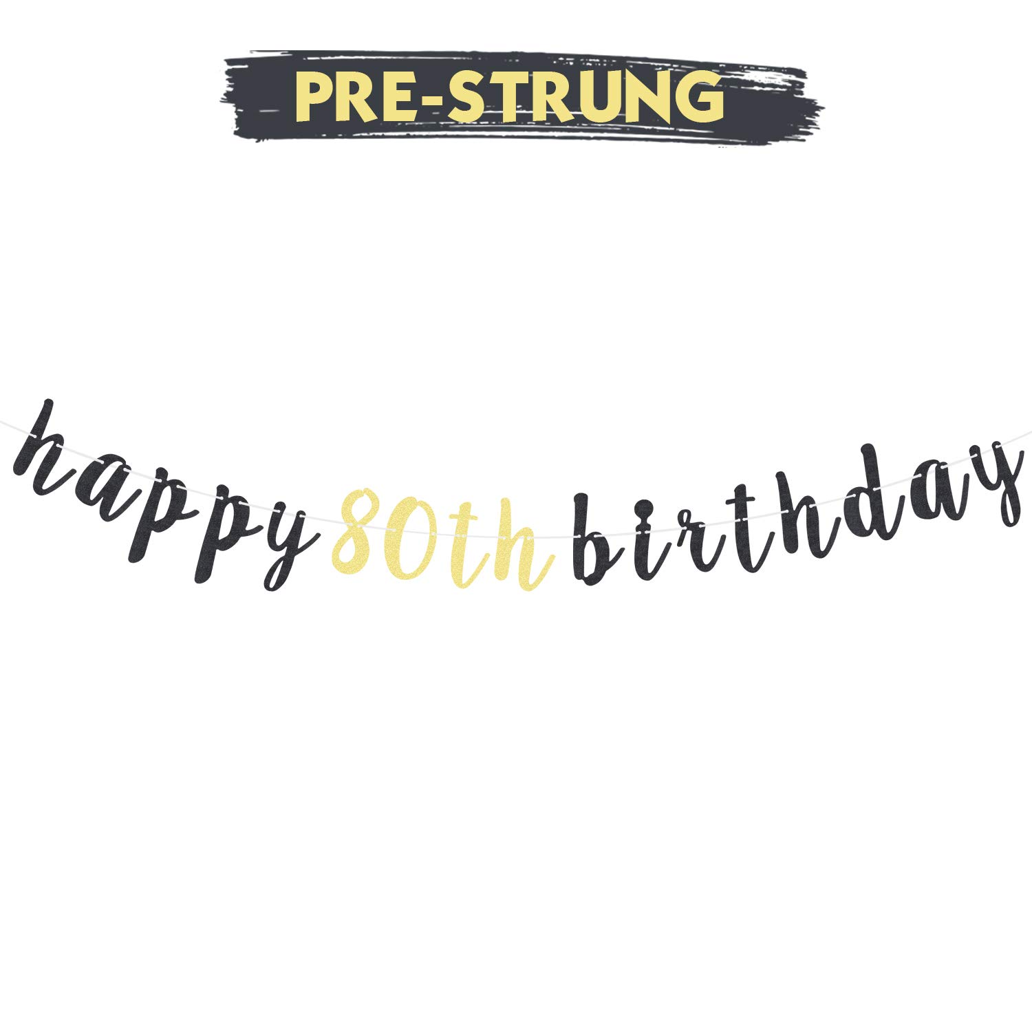 80th Birthday Party Decorations - Glitter Garland Banner & Backdrop Sign for Happy 80th Birthday Celebration | Cheers to Eighty Years Old Bday Party Supplies | Perfect for Milestone Birthday Decor, Retirement Parties & Family Gatherings