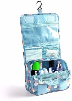 JUBLYN Professional Cosmetic Makeup Organizer Case - Waterproof Travel Makeup Bag with Multiple Compartments, Light Blue Cosmetic Storage Pouch for Women | Perfect for Travel, Home Use & Salon Organization