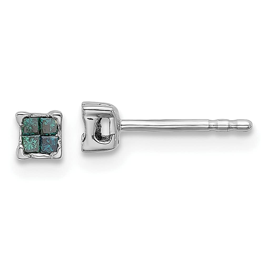 925 Sterling Silver Blue Diamond Stud Earrings for Women | Elegant Fine Jewelry Gift for Her | Perfect for Weddings, Parties & Special Occasions