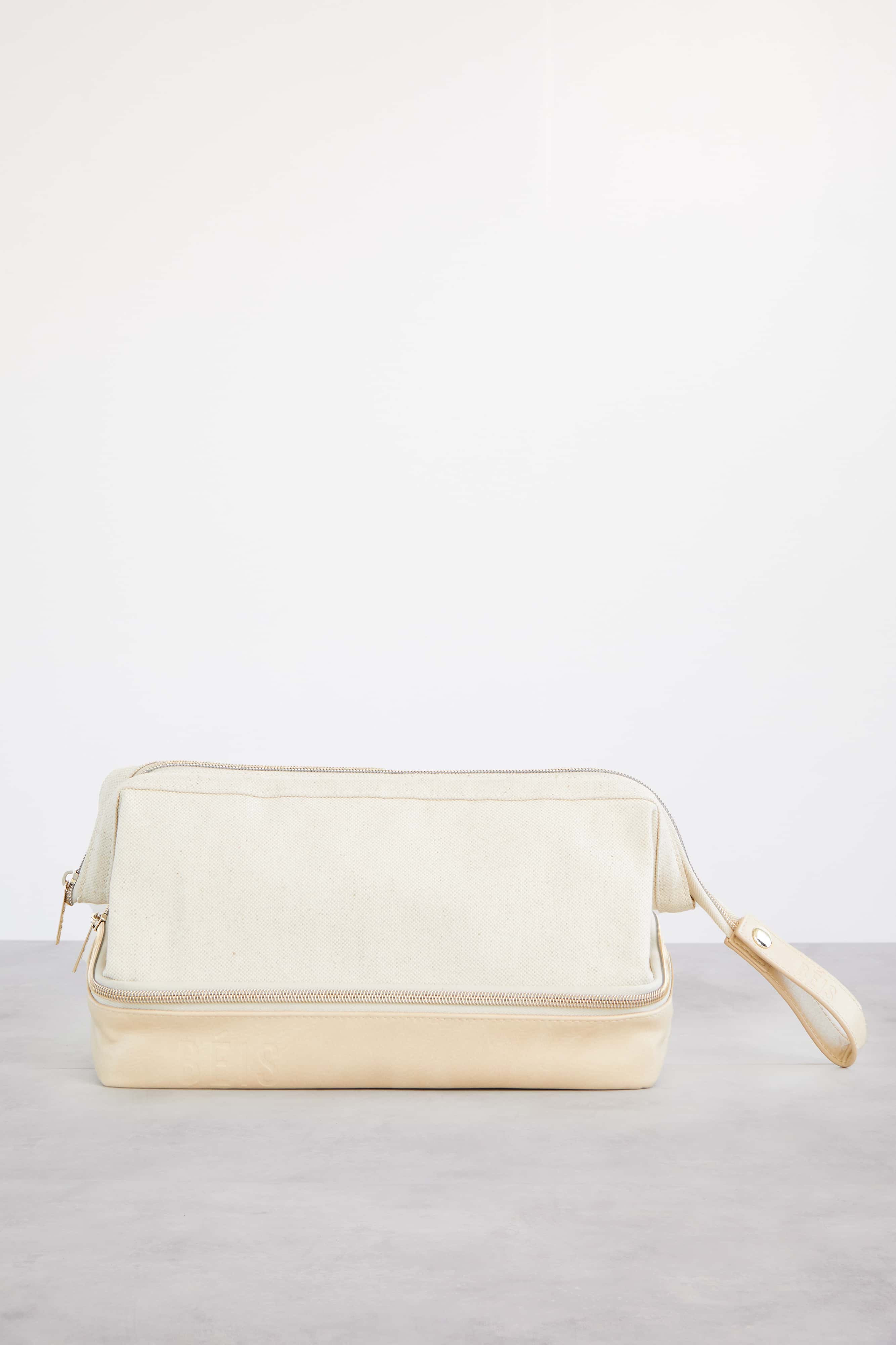 Premium Beige Dopp Kit for Men - Travel Toiletry Bag with Water-Resistant Fabric - Perfect for Gym, Business Trips & Weekend Getaways