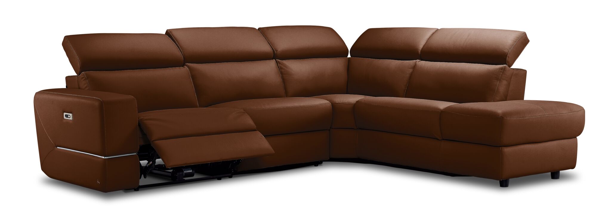 Bianca 3-Piece Power Reclining Sectional Sofa with Right Facing Chaise in Cognac Leather - Perfect for Living Room, Home Theater & Family Gatherings