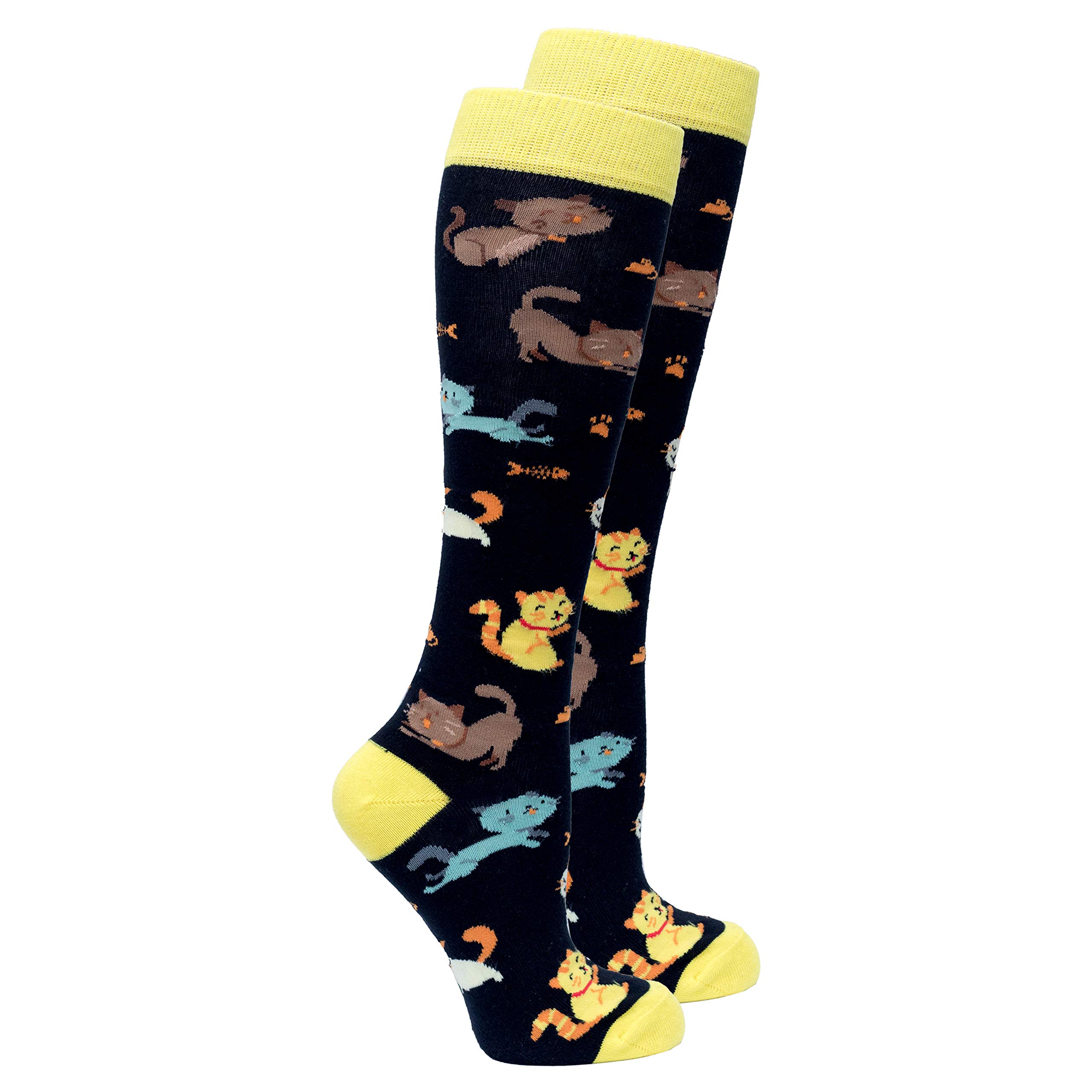 Women's Colorful Luxury Cotton Funky Knee High Socks - 1 Pair Soft Comfortable Crew Socks for Casual Wear, Cosplay & Fashion Outfits