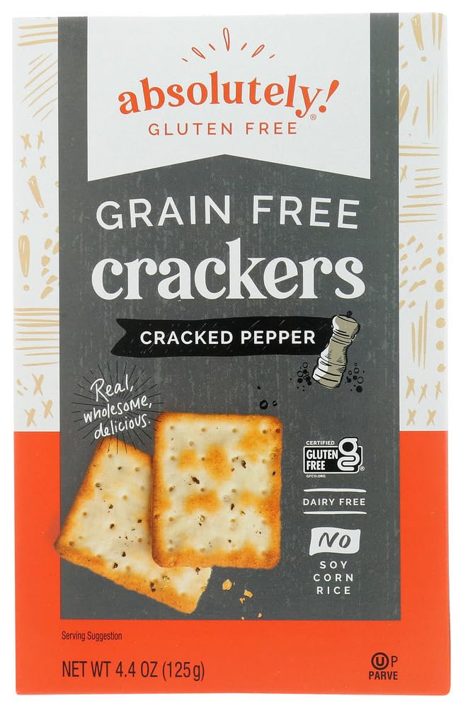 Absolutely Gluten Free Cracked Pepper Crackers - 4.4oz (12 Pack) | Healthy Snack for Parties, Travel & Keto Diet | Crunchy Gluten-Free Crackers with Black Pepper Flavor