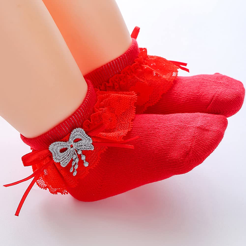 Baby Girl Lace Socks - Princess Style Dress Socks for Newborn, Infant & Toddlers | Soft Cotton Gift Set for Special Occasions & Photo Shoots
