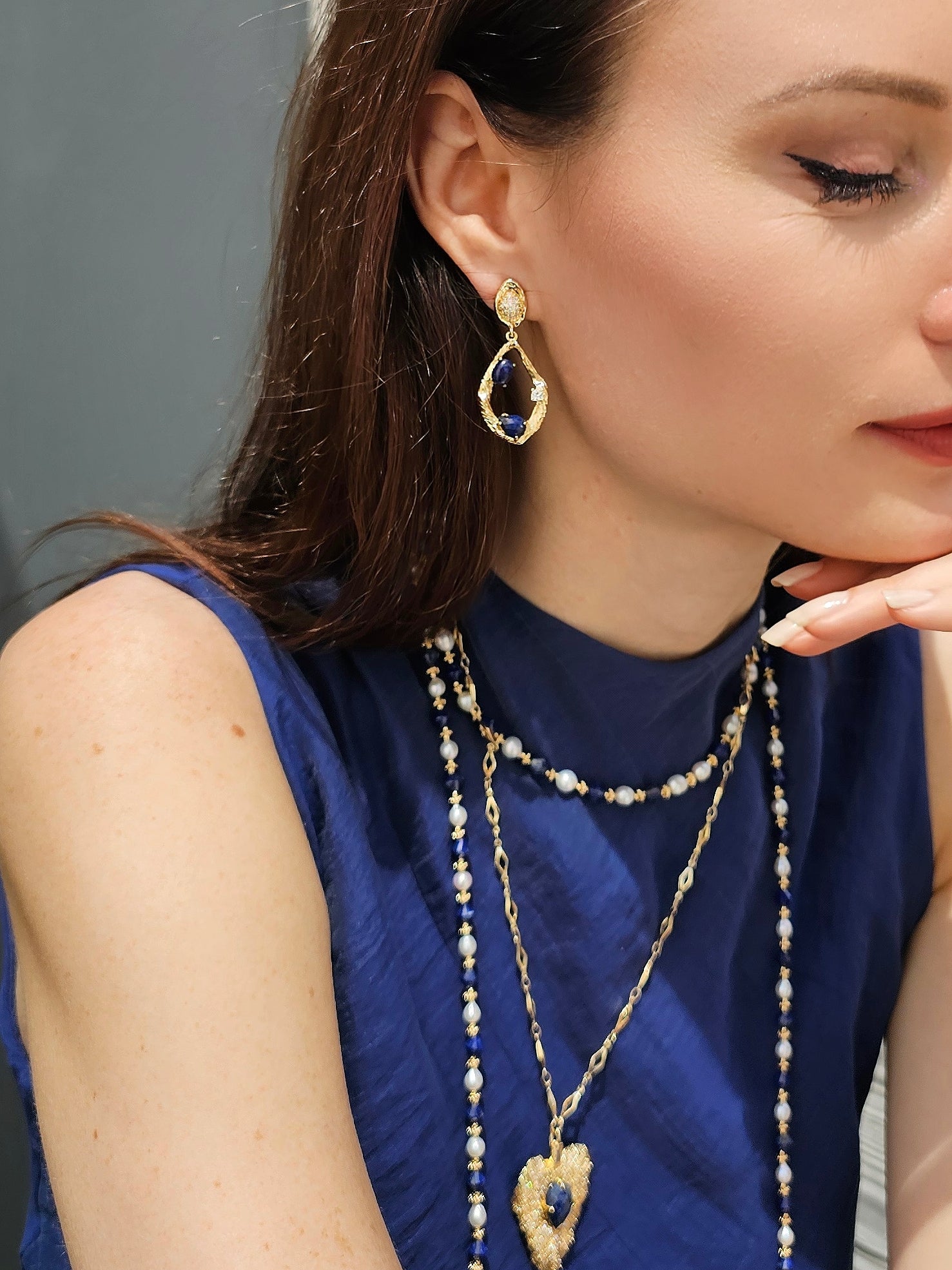 Lapis Lazuli Teardrop Statement Earrings for Women - Elegant Blue Stone Dangle Earrings for Party, Wedding & Special Occasions