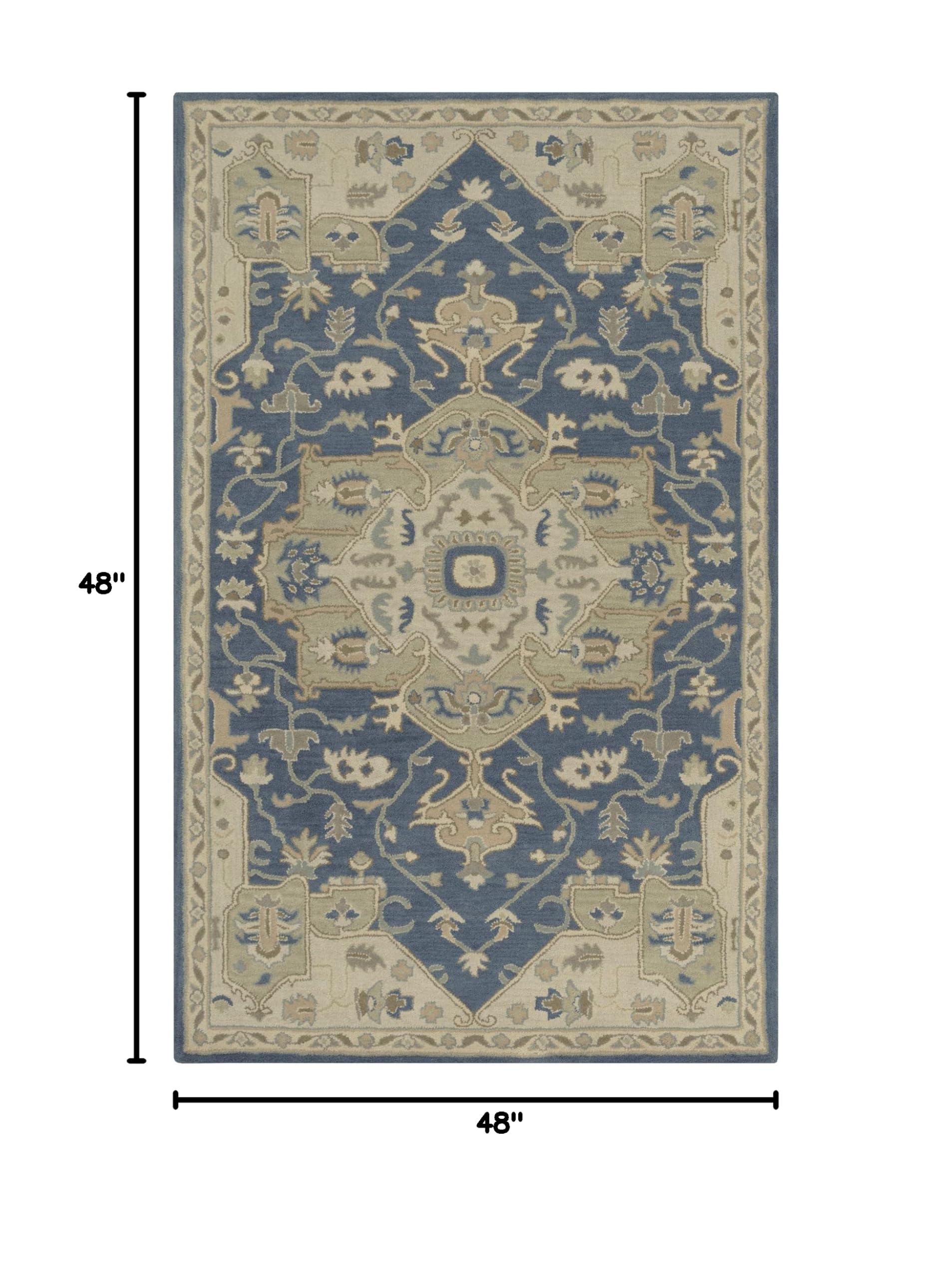 Premium Surya Hand Tufted 100% Wool Classic Square Accent Rug - 4x4 Feet Soft & Durable - Perfect for Living Room, Bedroom, or Office Decor