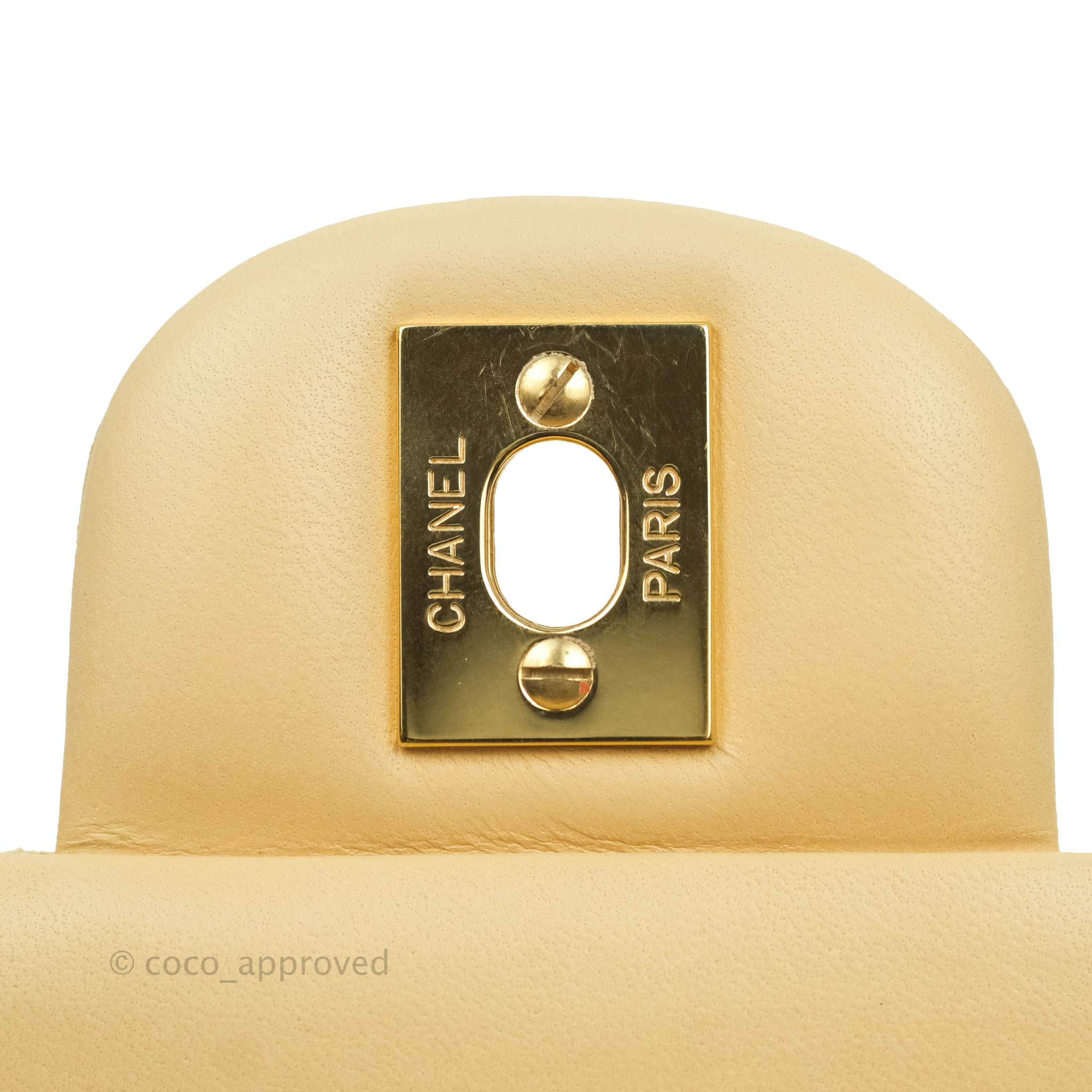 Chanel Classic Medium Double Flap Bag in Beige Lambskin Leather with Gold Hardware - Luxury Designer Handbag for Women, Perfect for Work, Date Night & Special Occasions