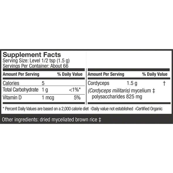Organic Cordyceps Mushroom Mycelium Powder - 100% Pure & Natural Supplement for Immune Support & Energy Boost - Perfect for Smoothies, Coffee & Wellness Routines