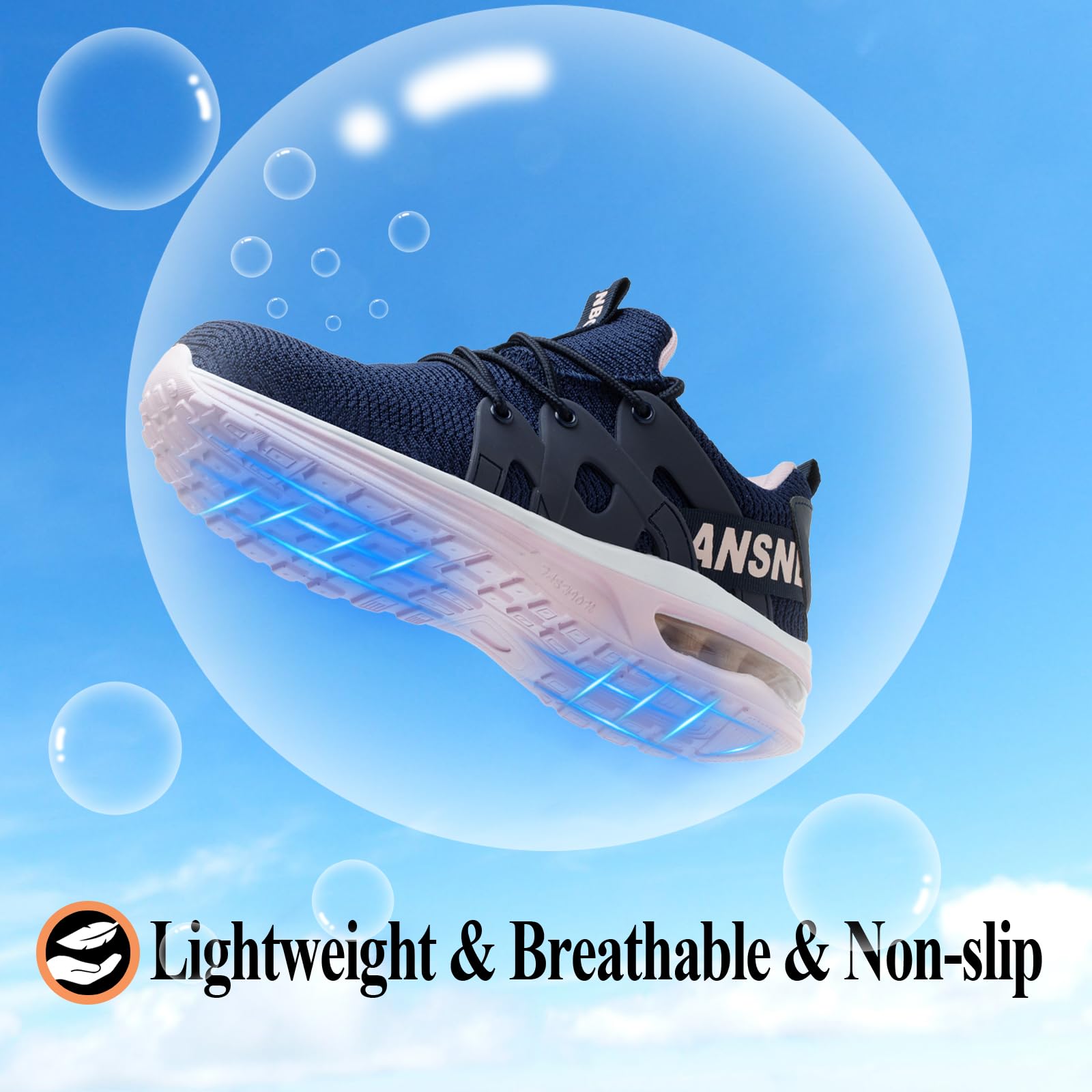 Indestructible Steel Toe Shoes for Women - Lightweight Safety Work Sneakers with Air Cushion & Breathable Design | Puncture Proof, Slip Resistant Composite Toe Footwear | Perfect for Construction, Warehouse & Industrial Work