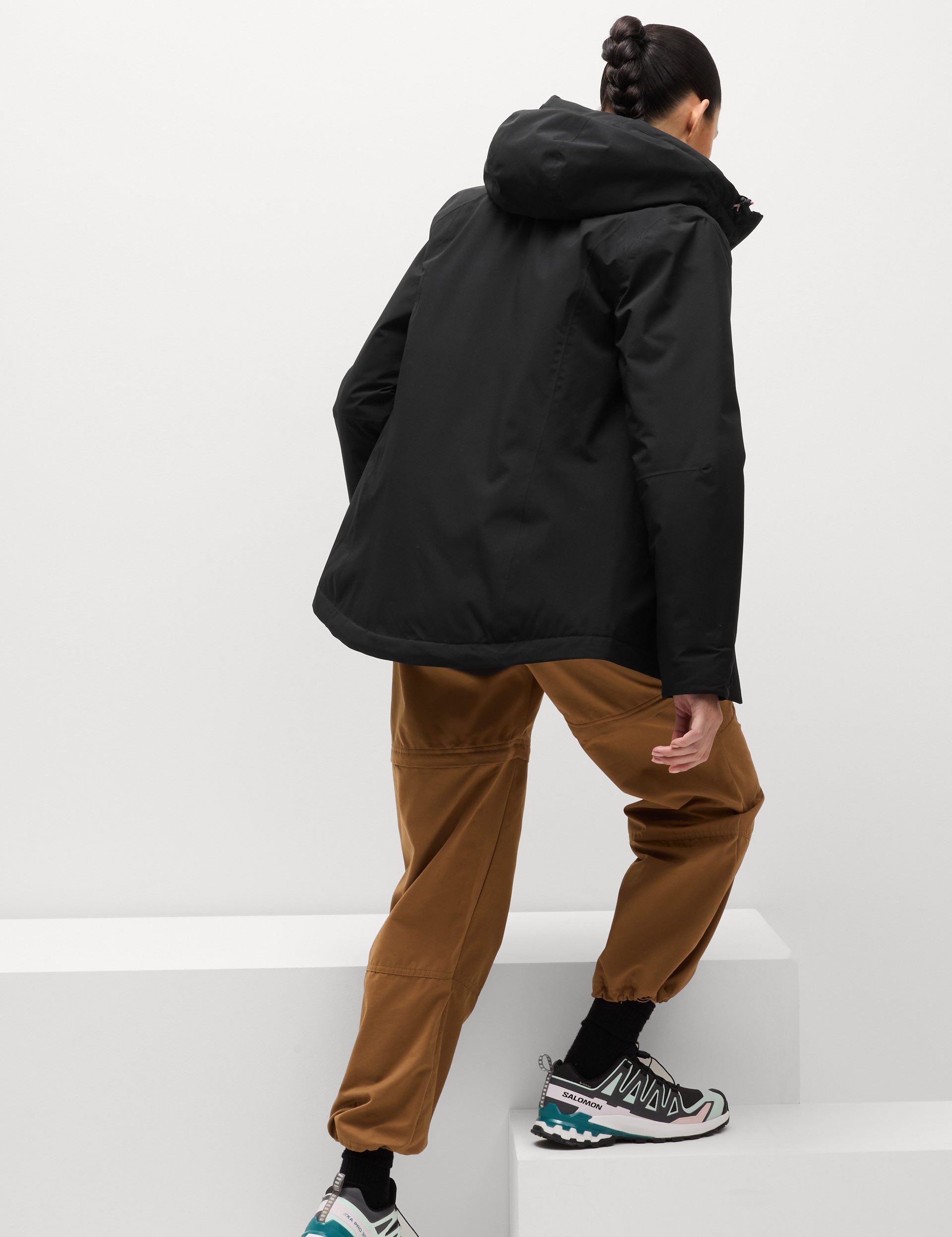 Waterproof Hooded Jacket with Padding - Black | Outdoor Raincoat for Hiking, Camping & Daily Commute
