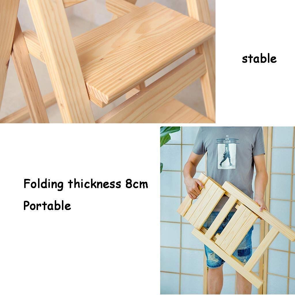 DASHADAO Wooden Folding Step Stool - 4 Step Ladder Stool for Indoor Climbing, Portable Stool for Kids & Adults - Perfect for Kitchen, Bathroom, Dining Room & Home Use