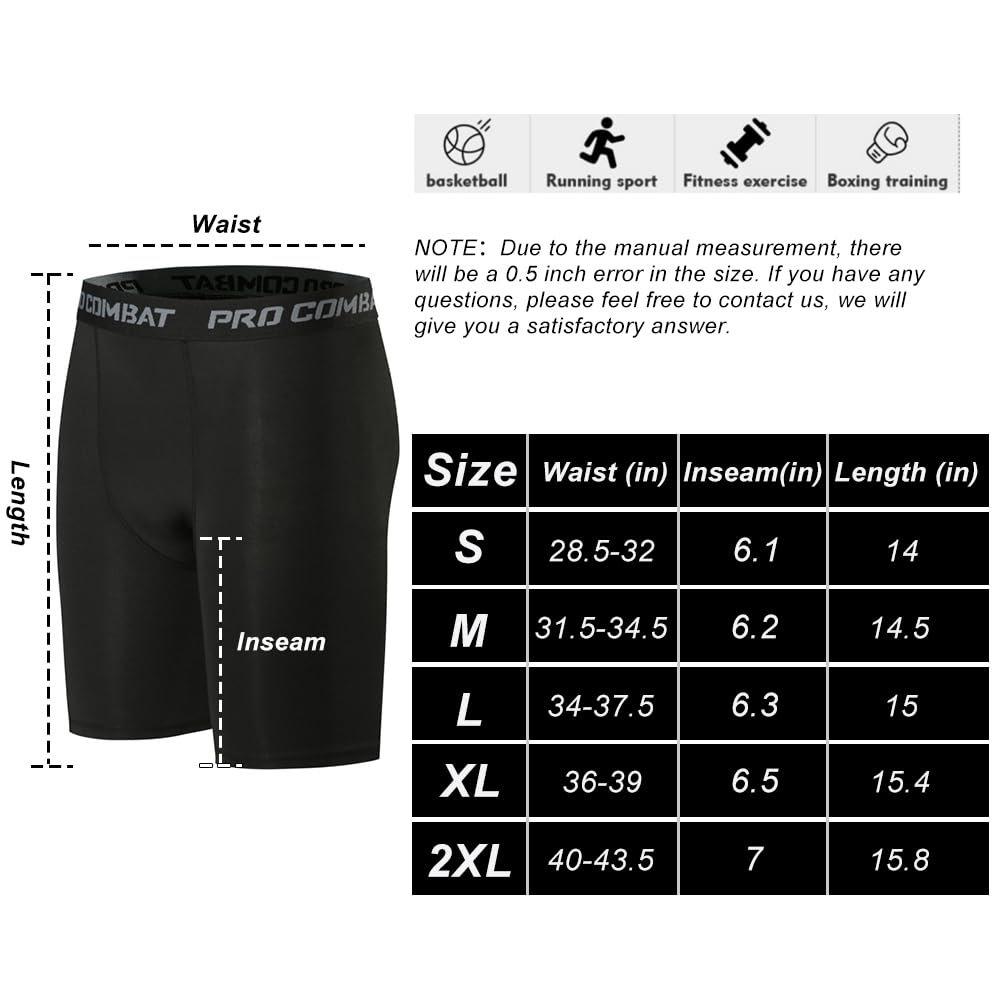 HYCOPROT Men's Compression Shorts - Breathable Quick Dry Workout Shorts for Running, Training & Gym - Moisture Wicking Athletic Base Layer for Sports & Active Lifestyle