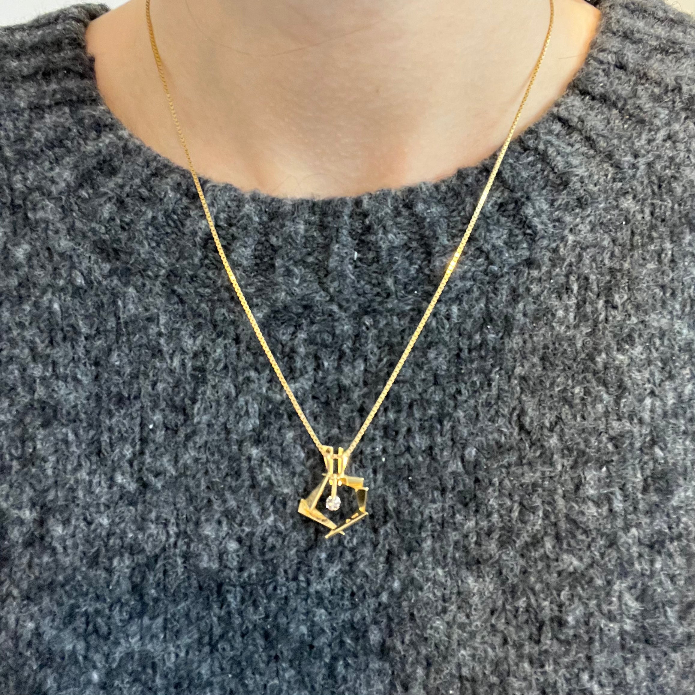 Cavelti Diamond Abstract Pendant Necklace | 0.15ct Diamond Jewelry | 17.5 Inch Chain | Elegant Gift for Women | Perfect for Weddings, Anniversaries & Special Occasions