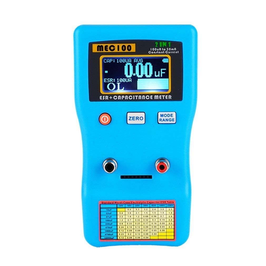 MEC-100 Digital Capacitor Meter - High Precision Autoranging Capacitance & ESR Tester with LCD Display for Electrolytic Capacitors - Perfect for Electronics Repair, DIY Projects, and Circuit Testing