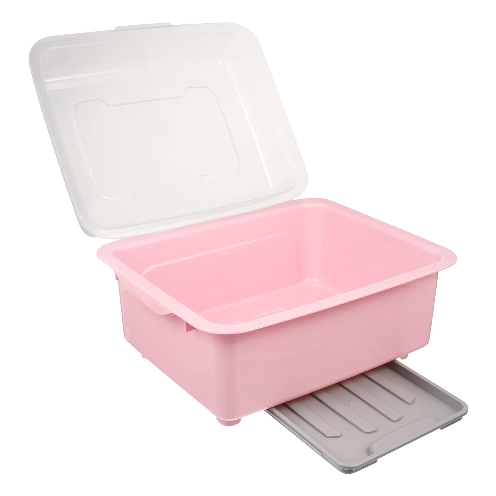Glass Dish Drainer with Lid - Sink Organizer for Utensils & Cutlery Storage