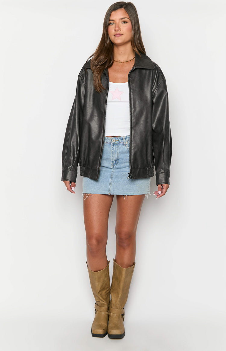 Vintage Black PU Bomber Jacket for Men & Women - Stylish Retro Outerwear for Casual Wear, Street Fashion & Night Out