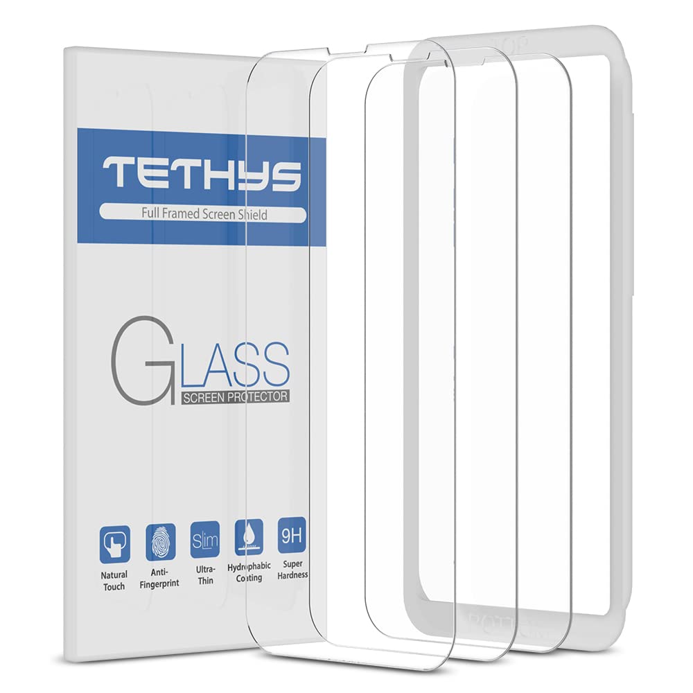 TETHYS 3 Pack Tempered Glass Screen Protector for iPhone 13 Pro Max 6.7 Inch (2021) - 9H Hardness, HD Clarity, Case Friendly with Alignment Frame - Perfect for Work, Travel, and Everyday Protection