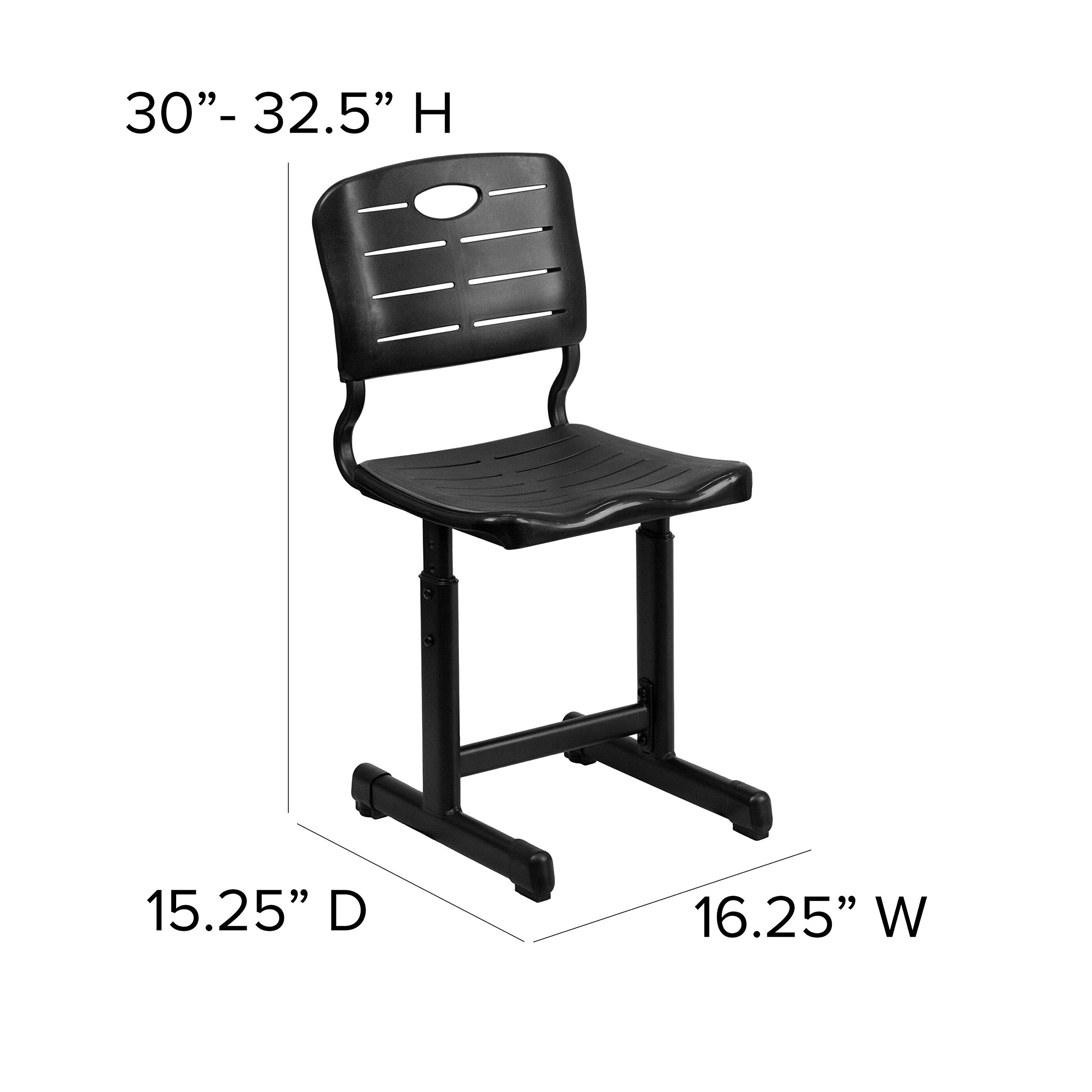 Adjustable Height Black Student Chair with Sturdy Pedestal Frame - Perfect for Home Office, Study Desk, and Classroom Use